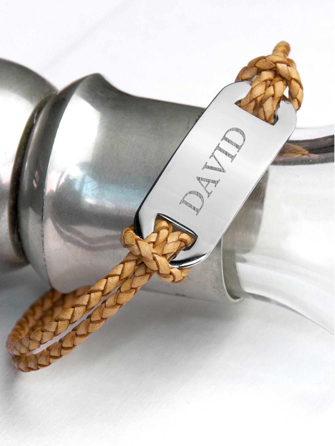 Treat Republic Personalised Men's Statement Leather Bracelet in Standstone