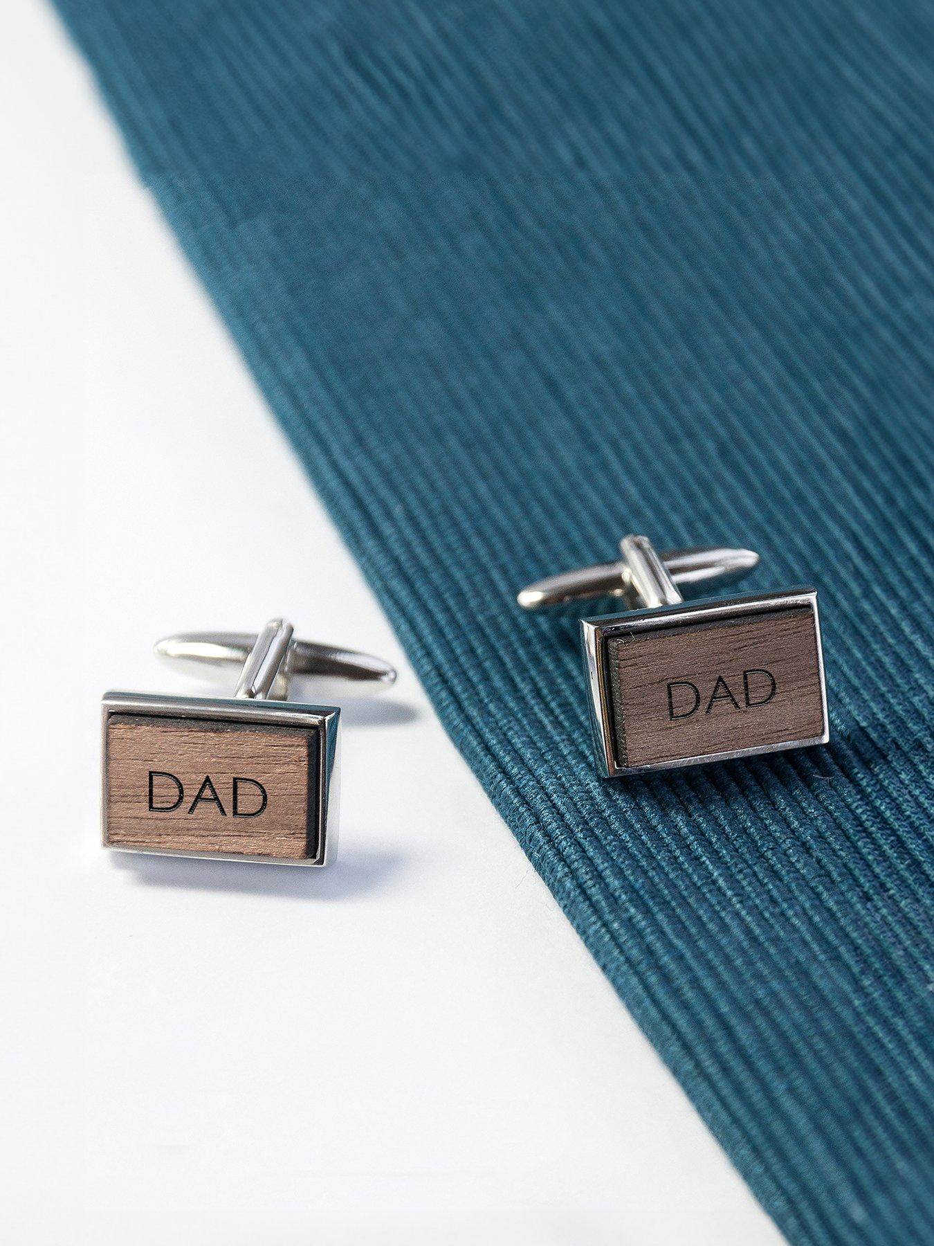Treat Republic Monogrammed Rectangle Walnut Cufflinks