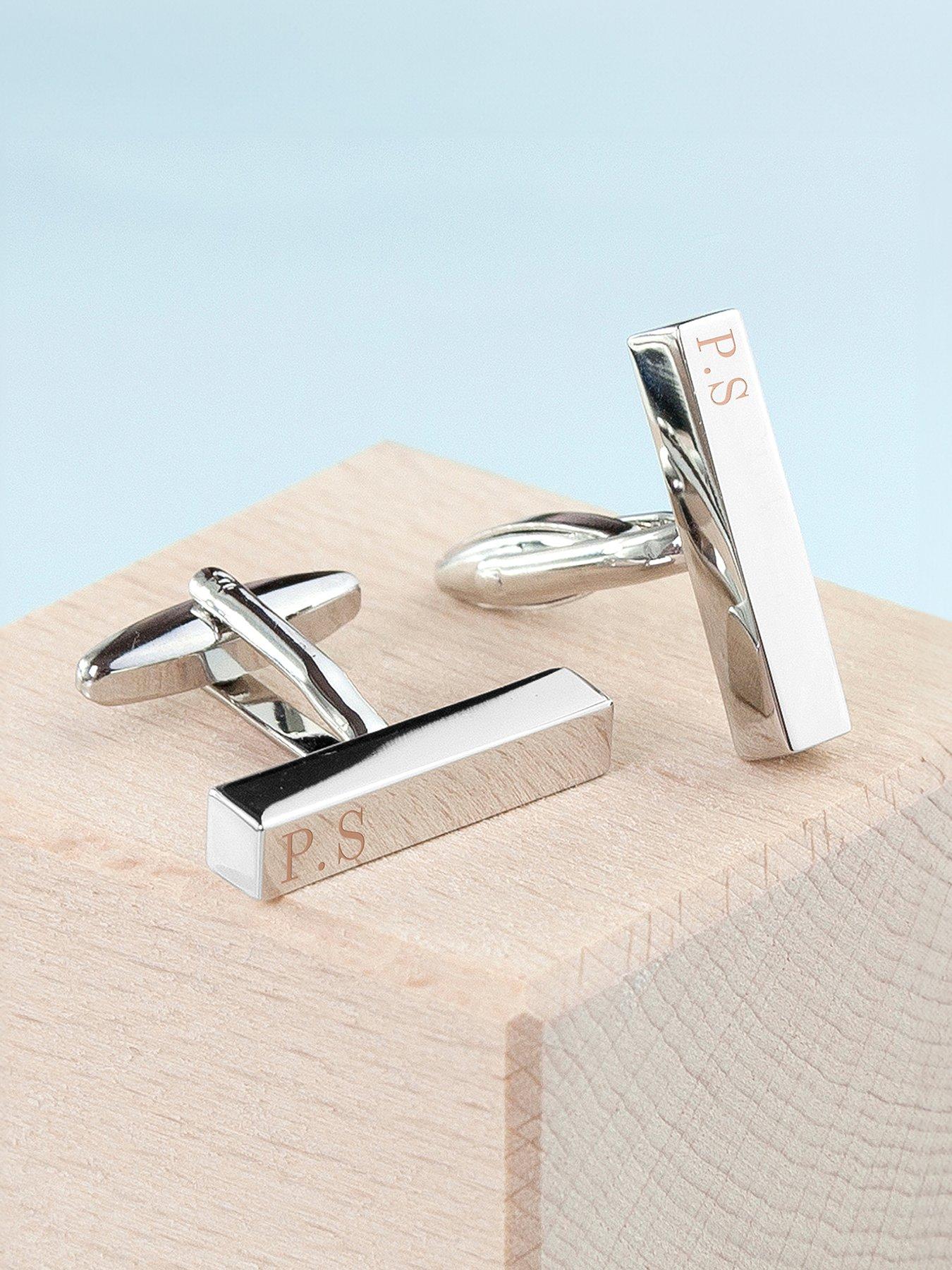 Treat Republic Personalised Bar Cufflinks in Silver