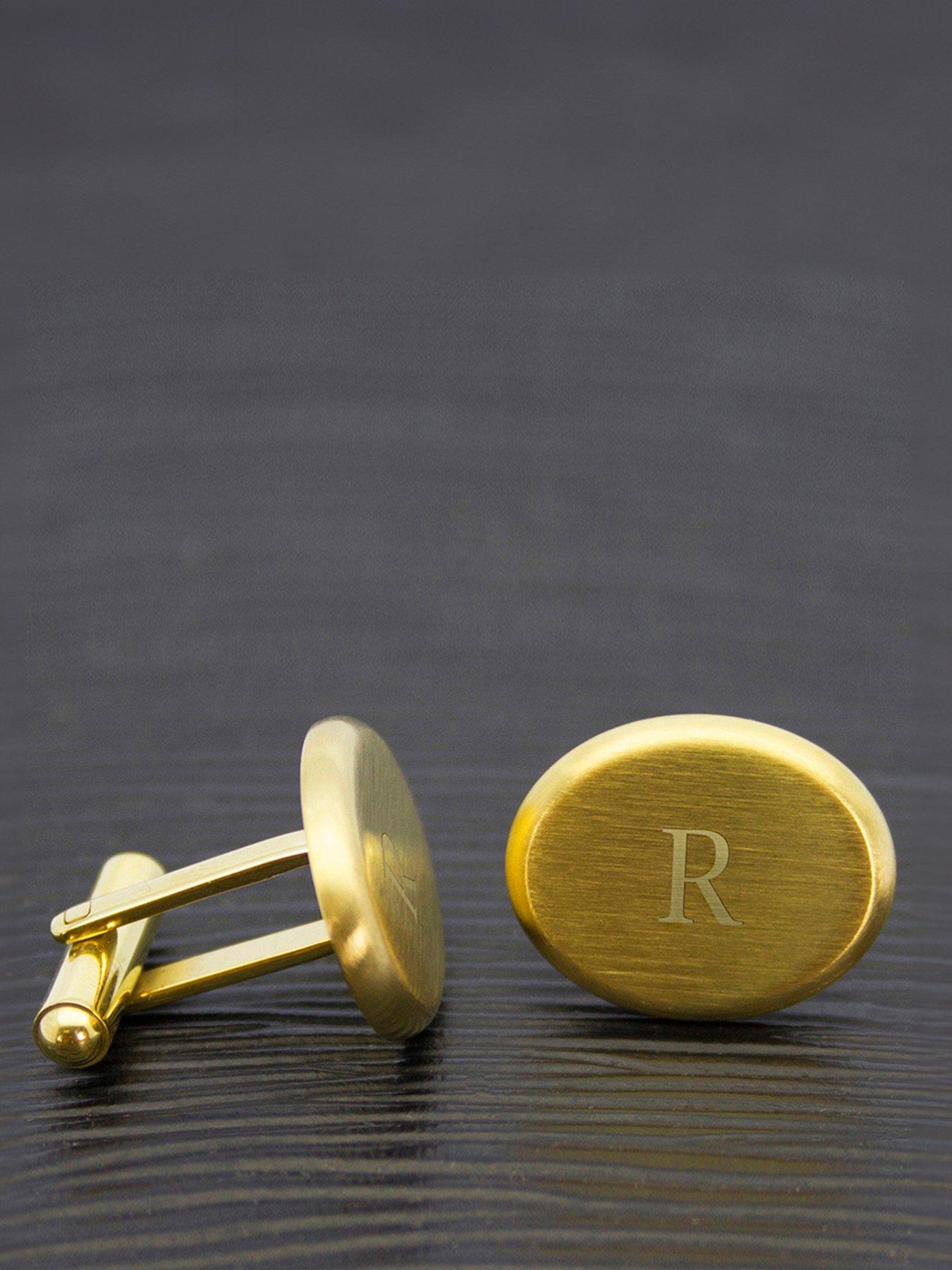 Treat Republic Personalised Men's Gold Plated Oval Cufflinks