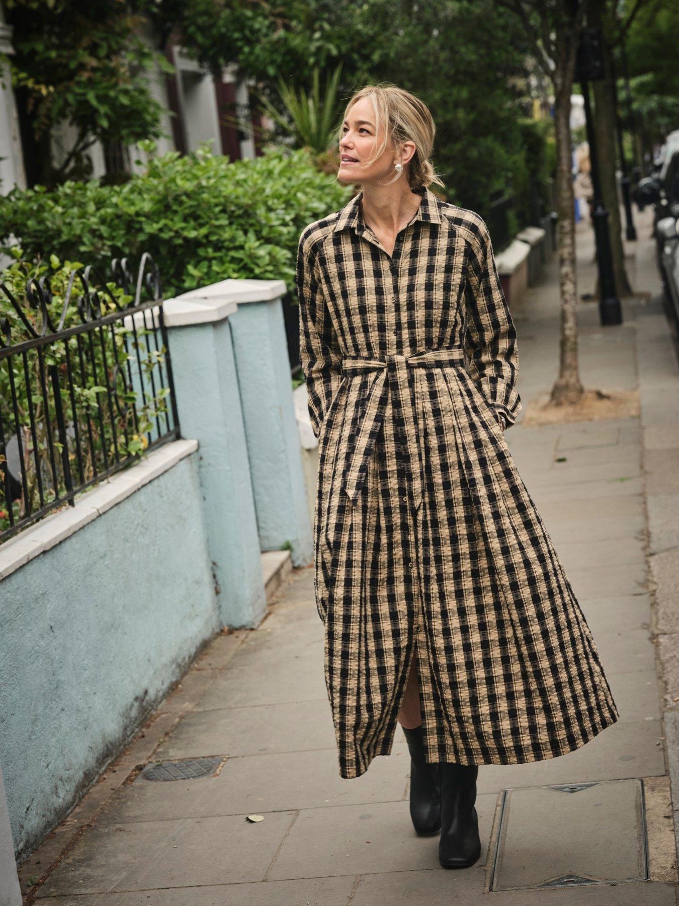 FatFace Ally Check Shirt Dress - Black