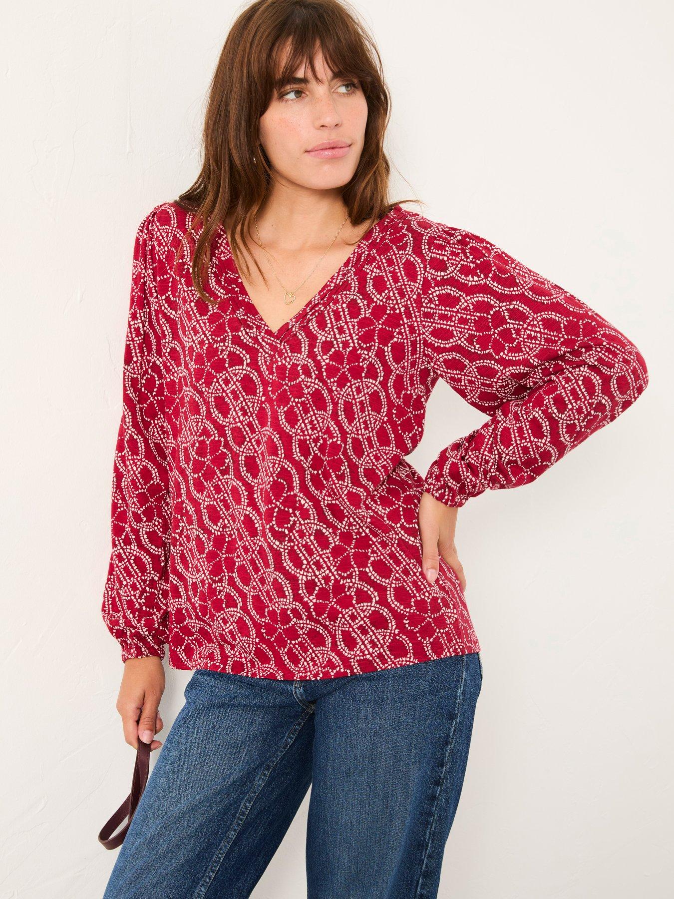 fatface-margot-texture-floral-v-neck-top-redback