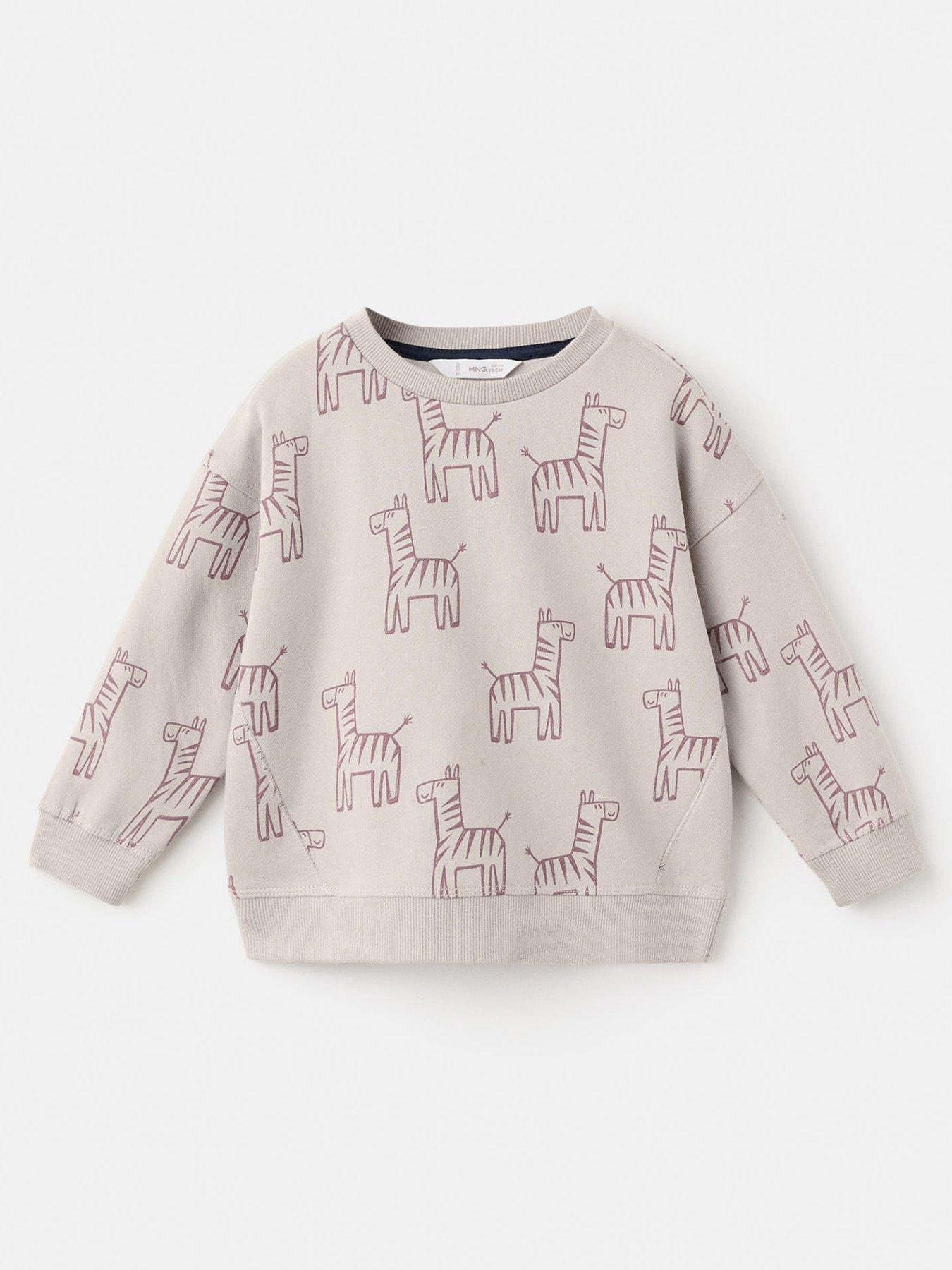 Image 1 of 4 of Mango Younger Boys Animal Print Co-ord Sweatshirt - Beige