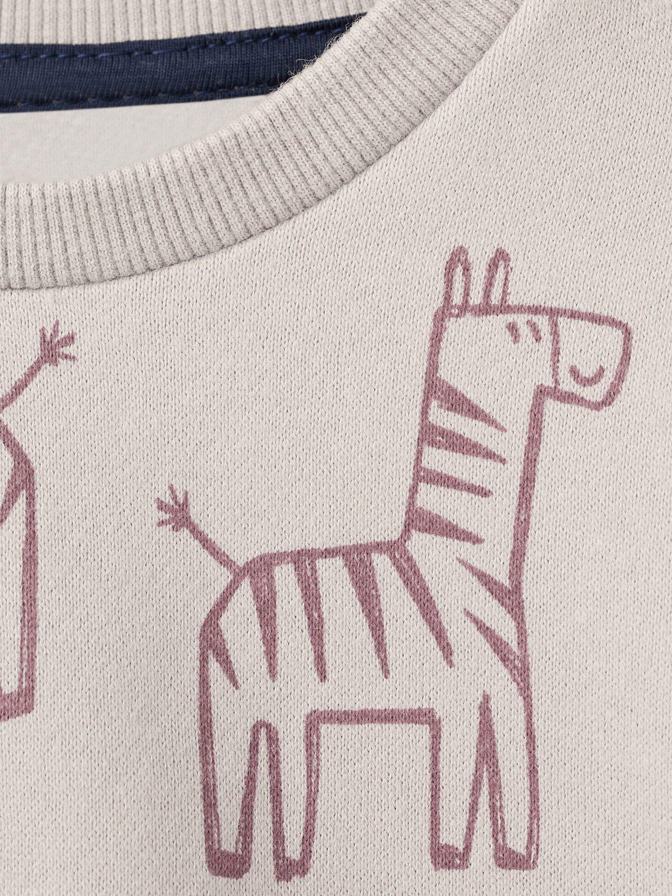 Image 4 of 4 of Mango Younger Boys Animal Print Co-ord Sweatshirt - Beige