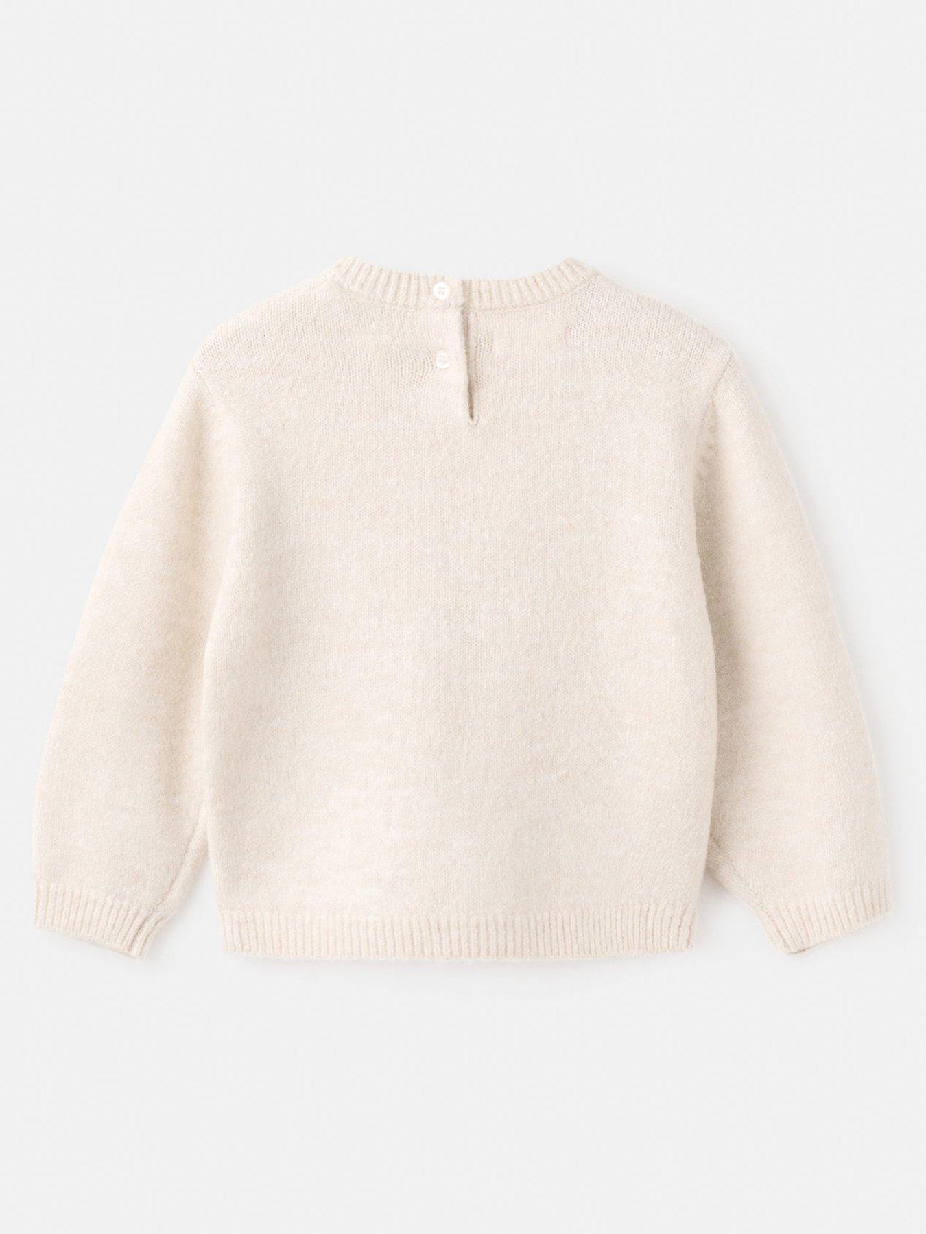 Image 2 of 4 of Mango Younger Girls Gingerbread Man Knitted Jumper - Beige