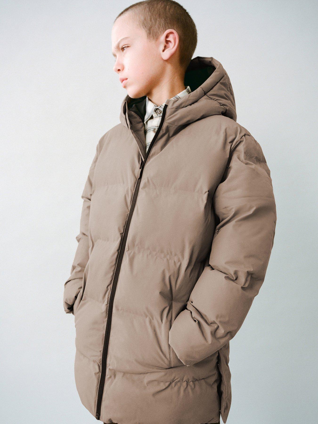mango-boys-longline-padded-coat-brown
