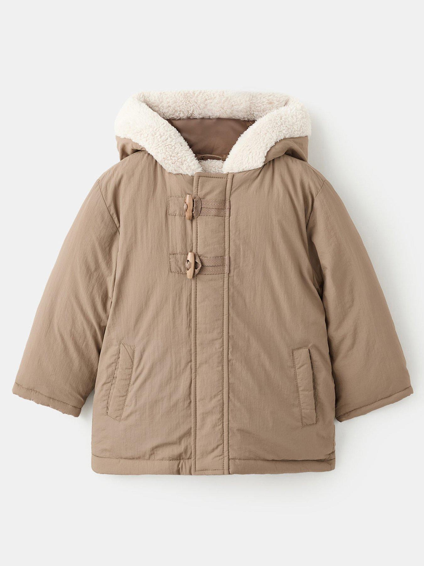 Mango Younger Boys Borg Lined Duffle Coat - Beige