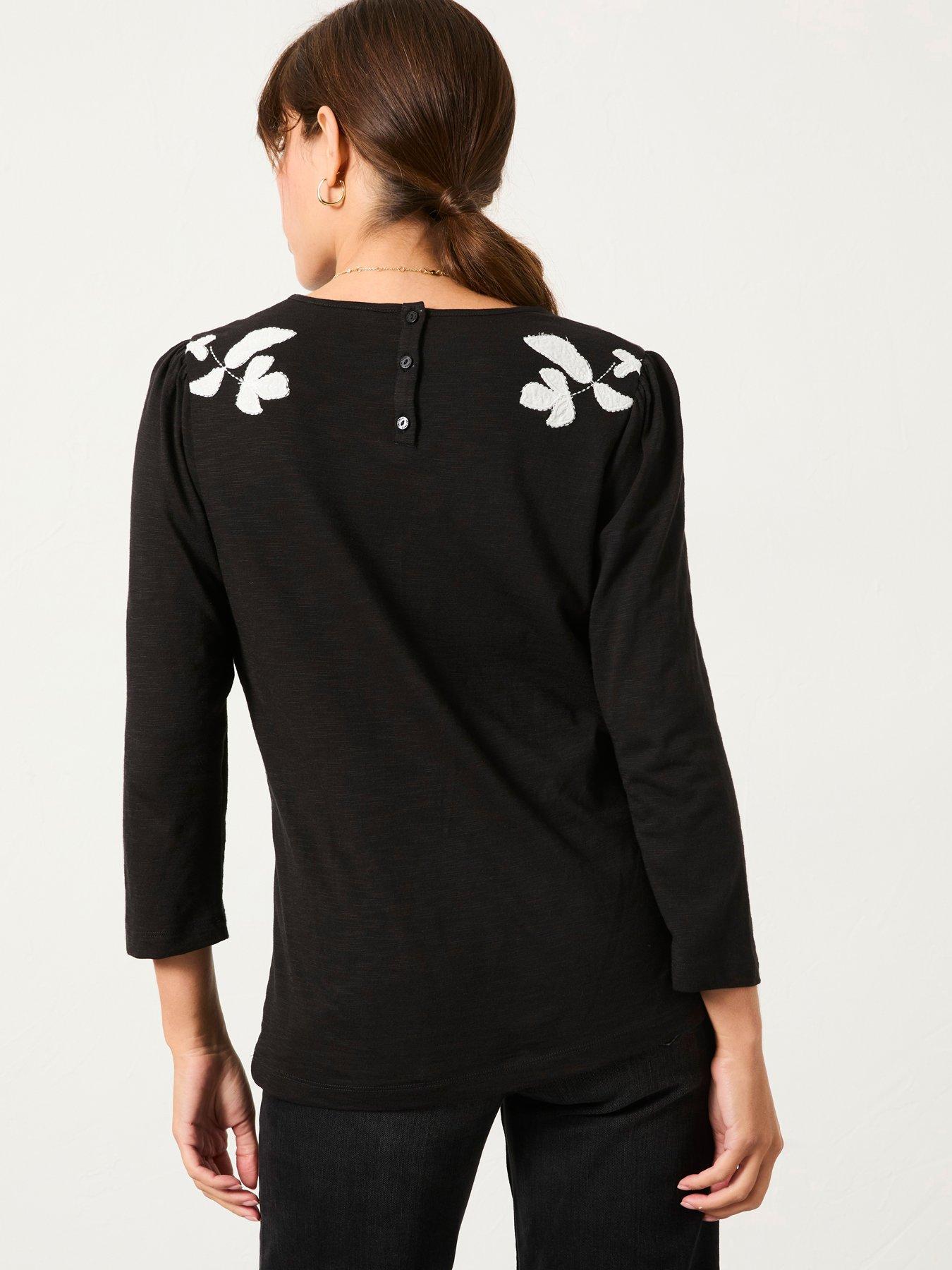 Image 2 of 5 of FatFace Ria Applique Top - Black