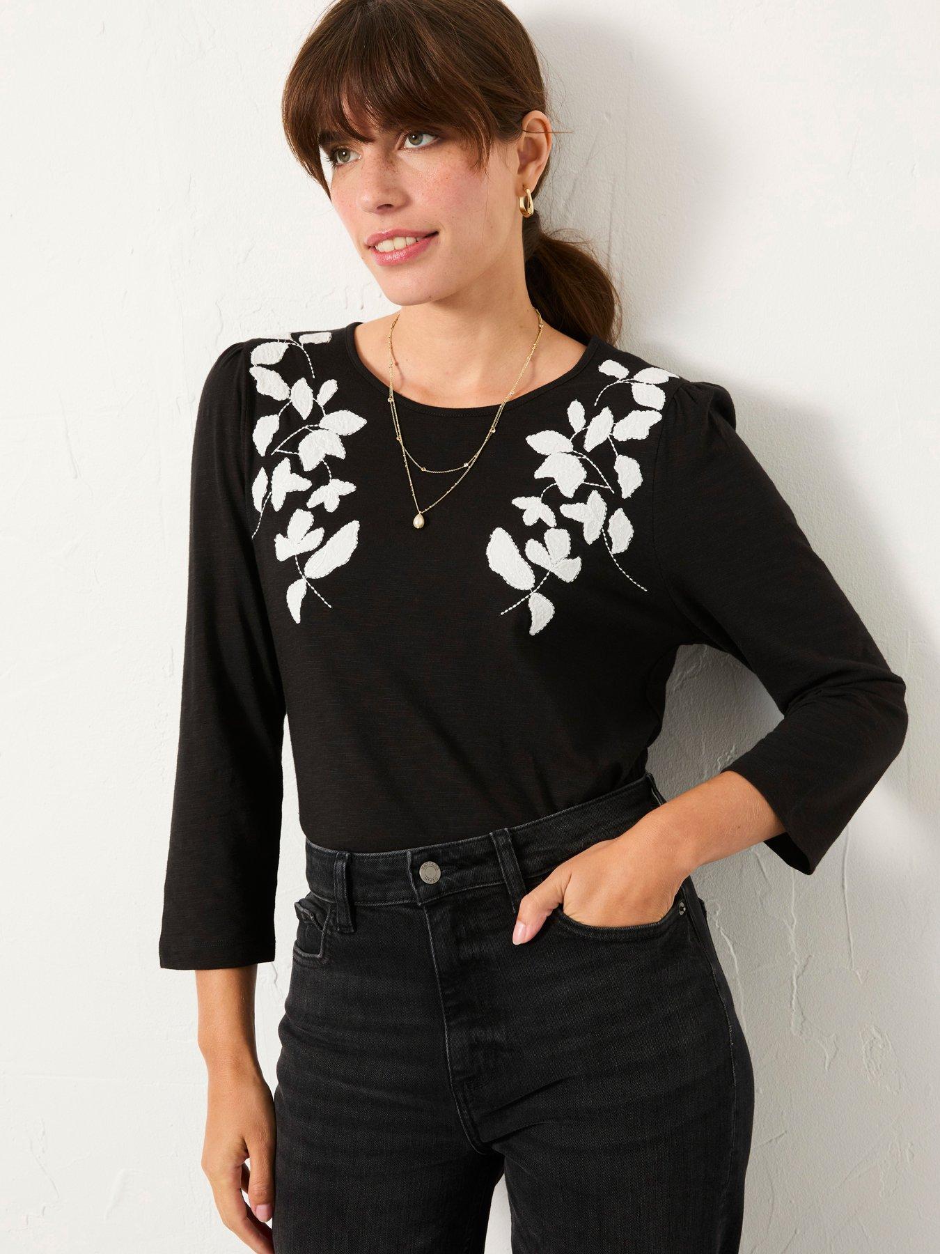 Image 3 of 5 of FatFace Ria Applique Top - Black