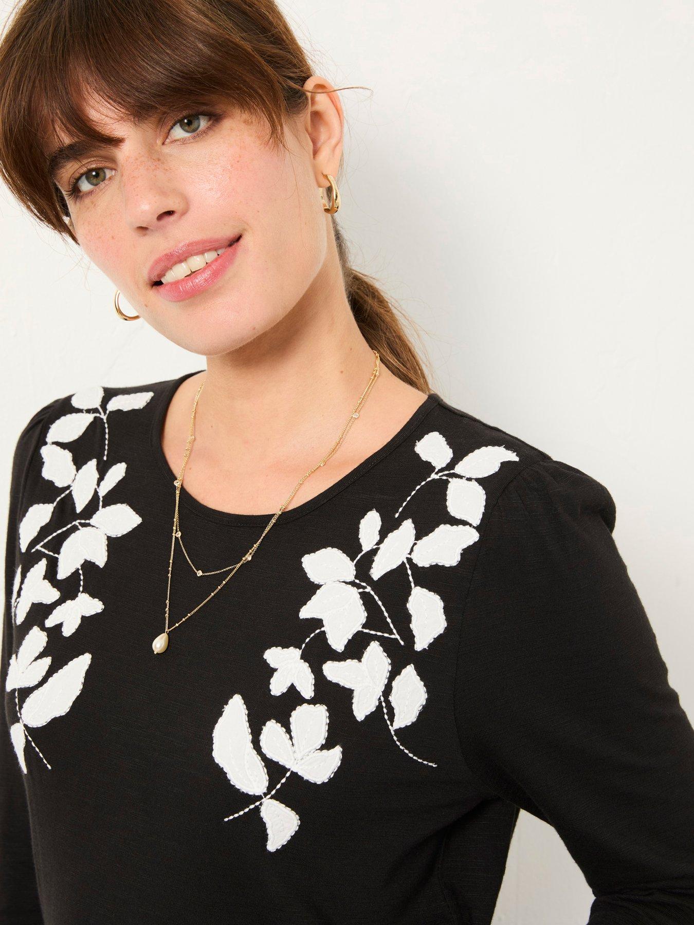 Image 4 of 5 of FatFace Ria Applique Top - Black