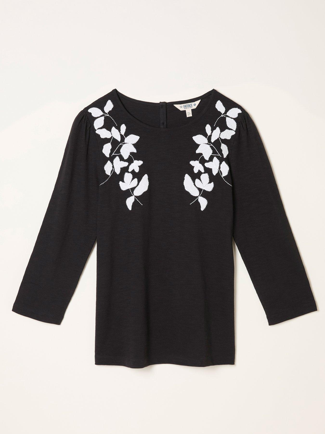 Image 5 of 5 of FatFace Ria Applique Top - Black