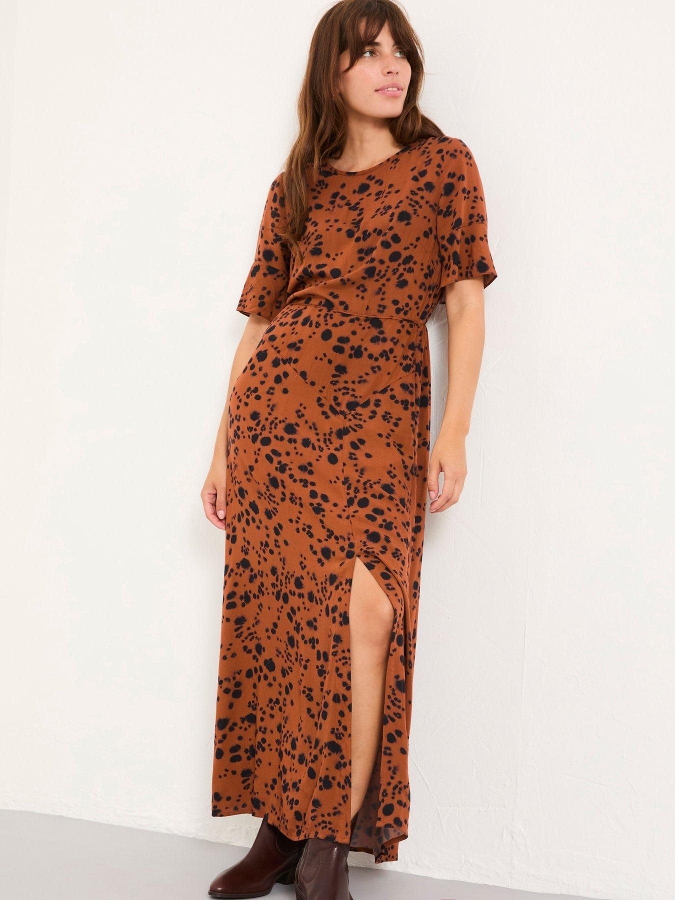 FatFace Winona Animal Midi Dress - Tan Brown
