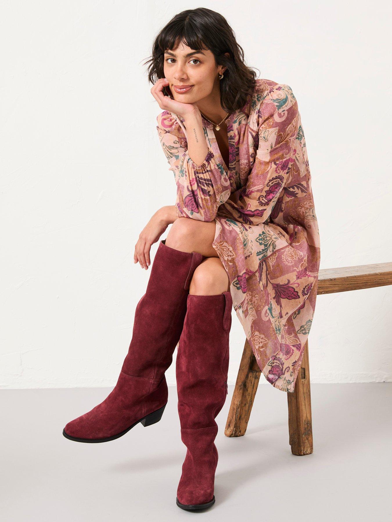 Image 5 of 6 of FatFace Steph Chintz Smock Dress - Rose Pink