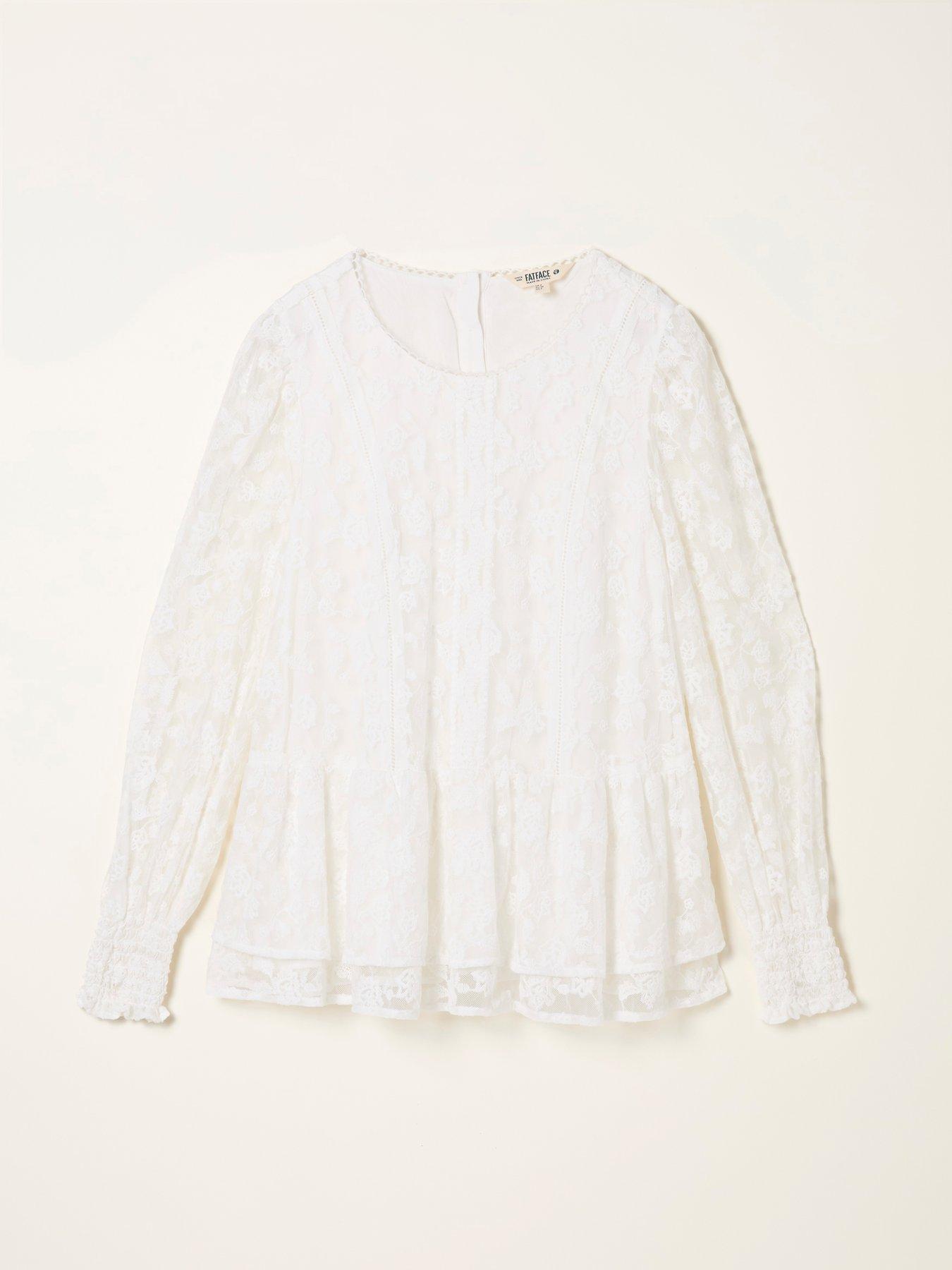 Image 5 of 5 of FatFace Marianne Lace Top - White