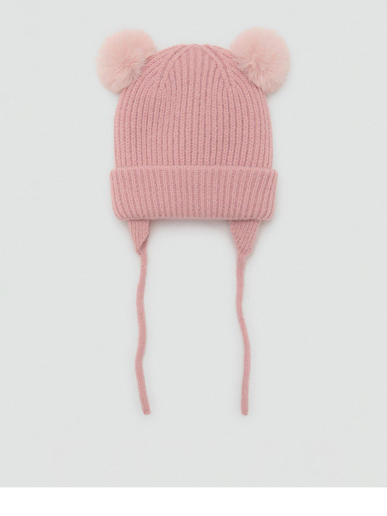 Mango Younger Girls Knitted Pom Pom Hat - Pink | Very Ireland