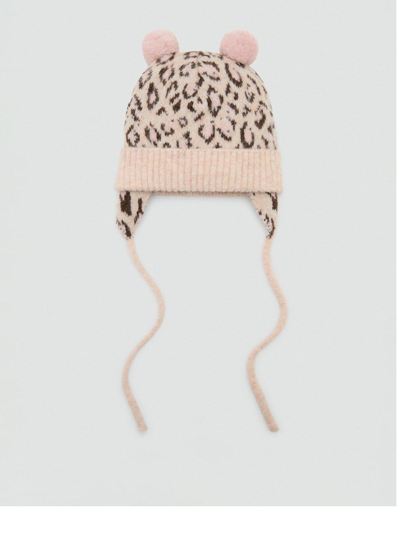 Mango Younger Girls Leopard Knitted Hat - Beige
