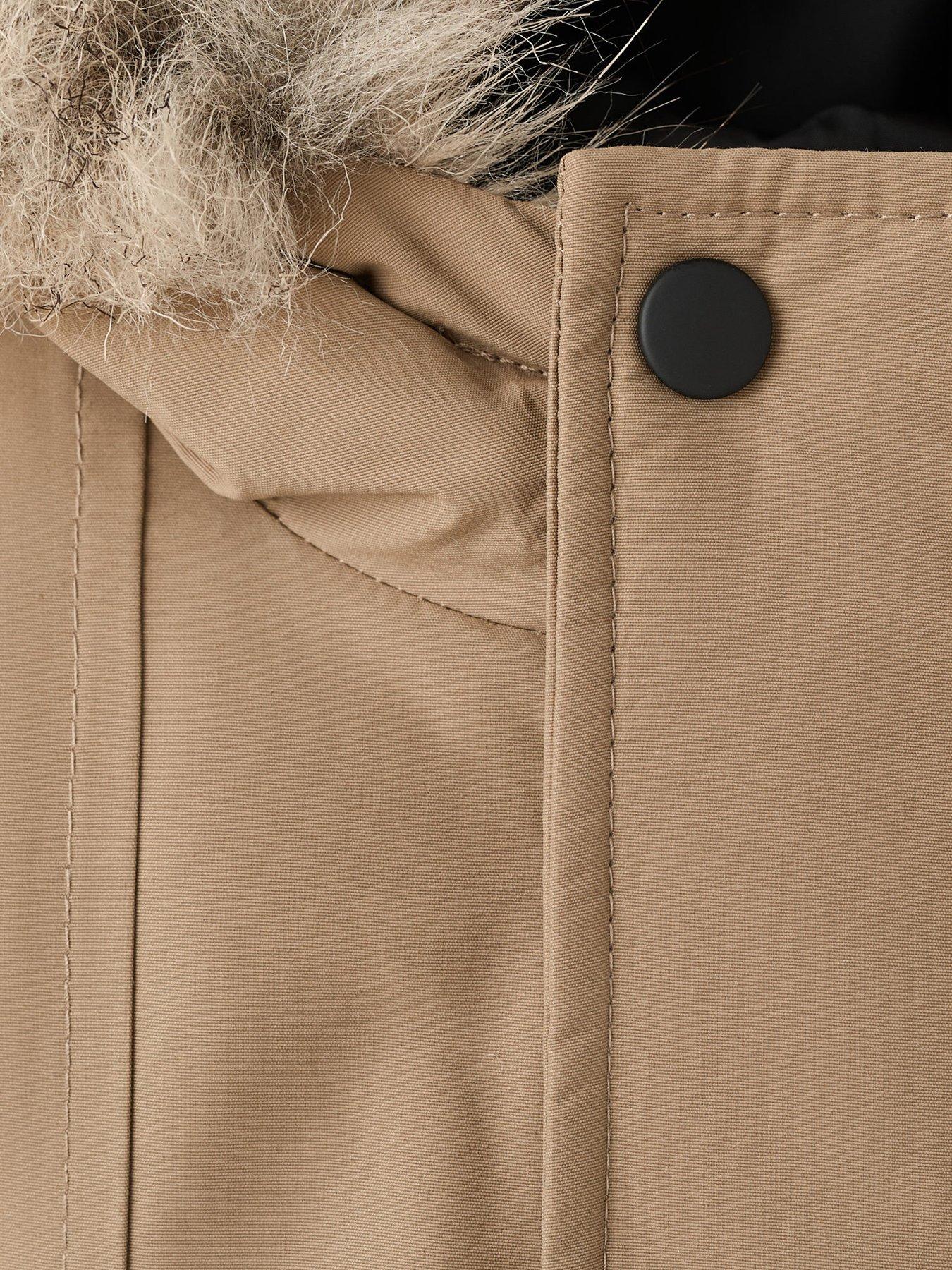 Image 4 of 4 of Mango Younger Boys Faux Fur Trim Coat - Brown