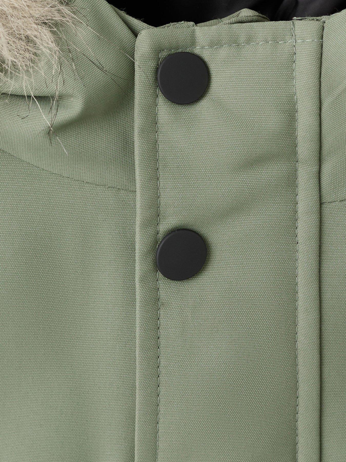 Image 4 of 4 of Mango Younger Boys Faux Fur Trim Coat - Green