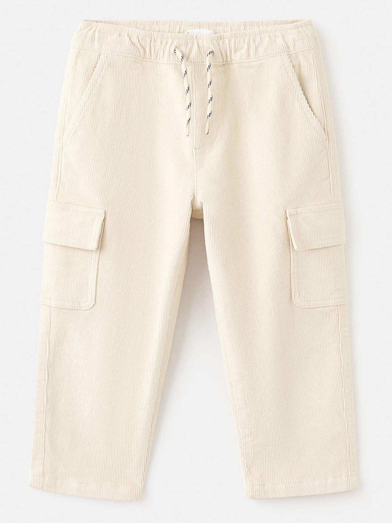Mango Younger Boys Cord Cargo Trousers - Cream