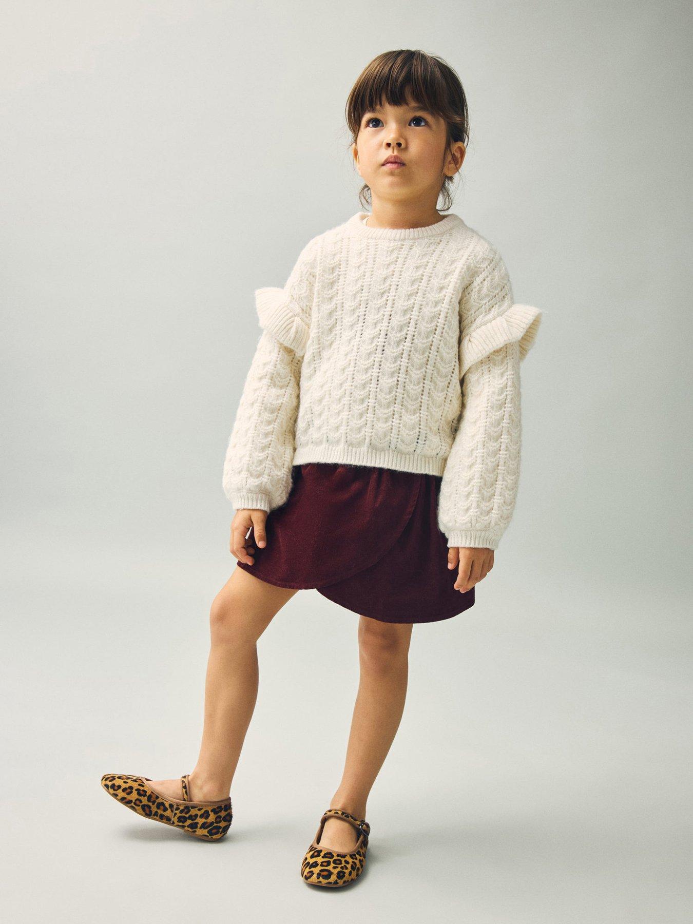 Mango Younger Girls Cord Wrap Over Skirt - Dark Red