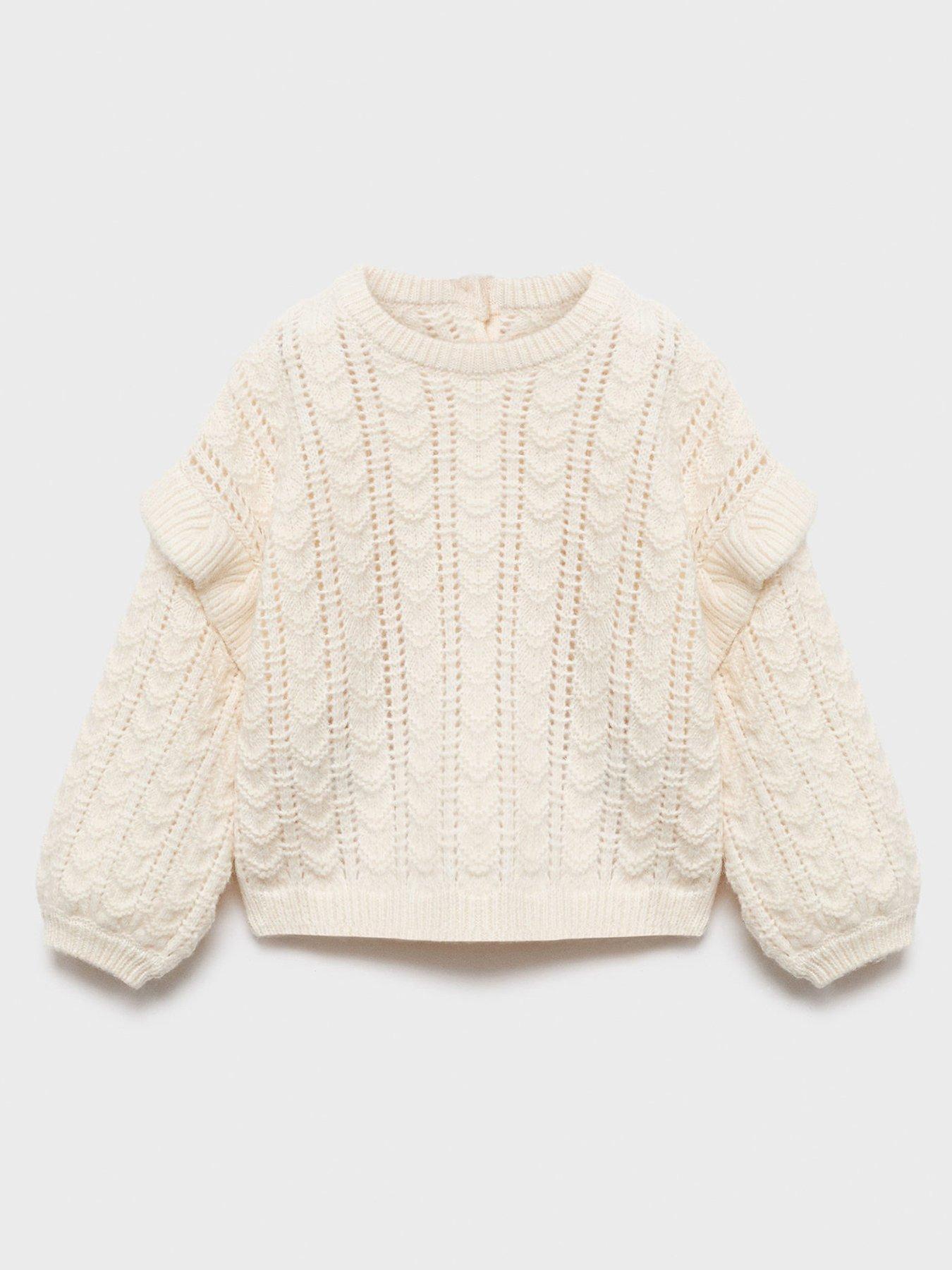 Image 2 of 6 of Mango Younger Girls Knitted Jumper - Light Cream