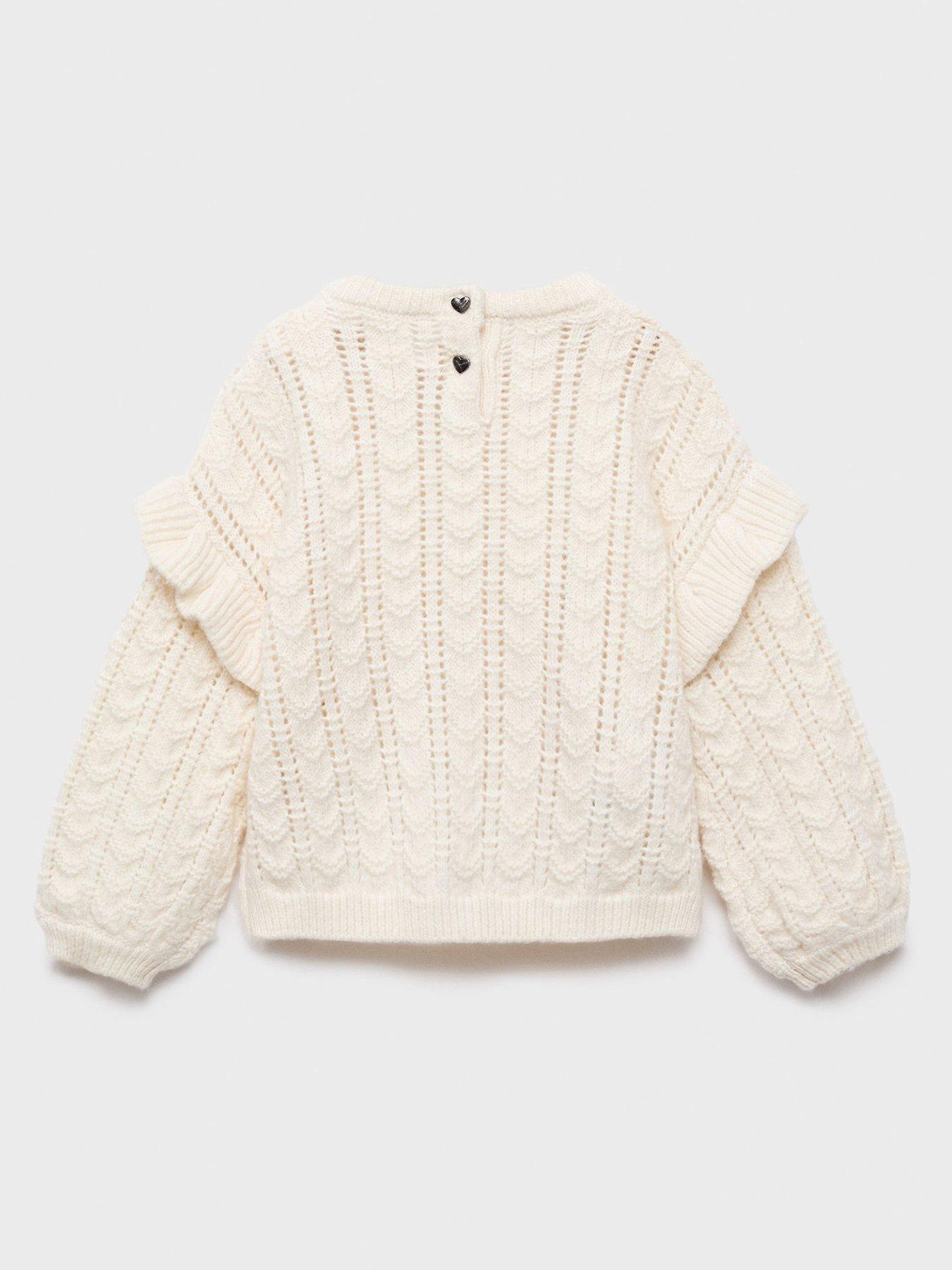 Image 3 of 6 of Mango Younger Girls Knitted Jumper - Light Cream