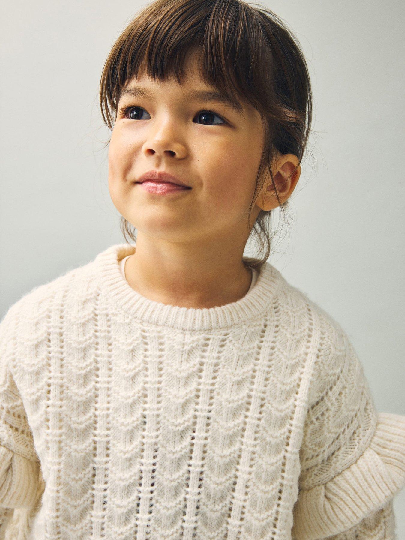Image 6 of 6 of Mango Younger Girls Knitted Jumper - Light Cream