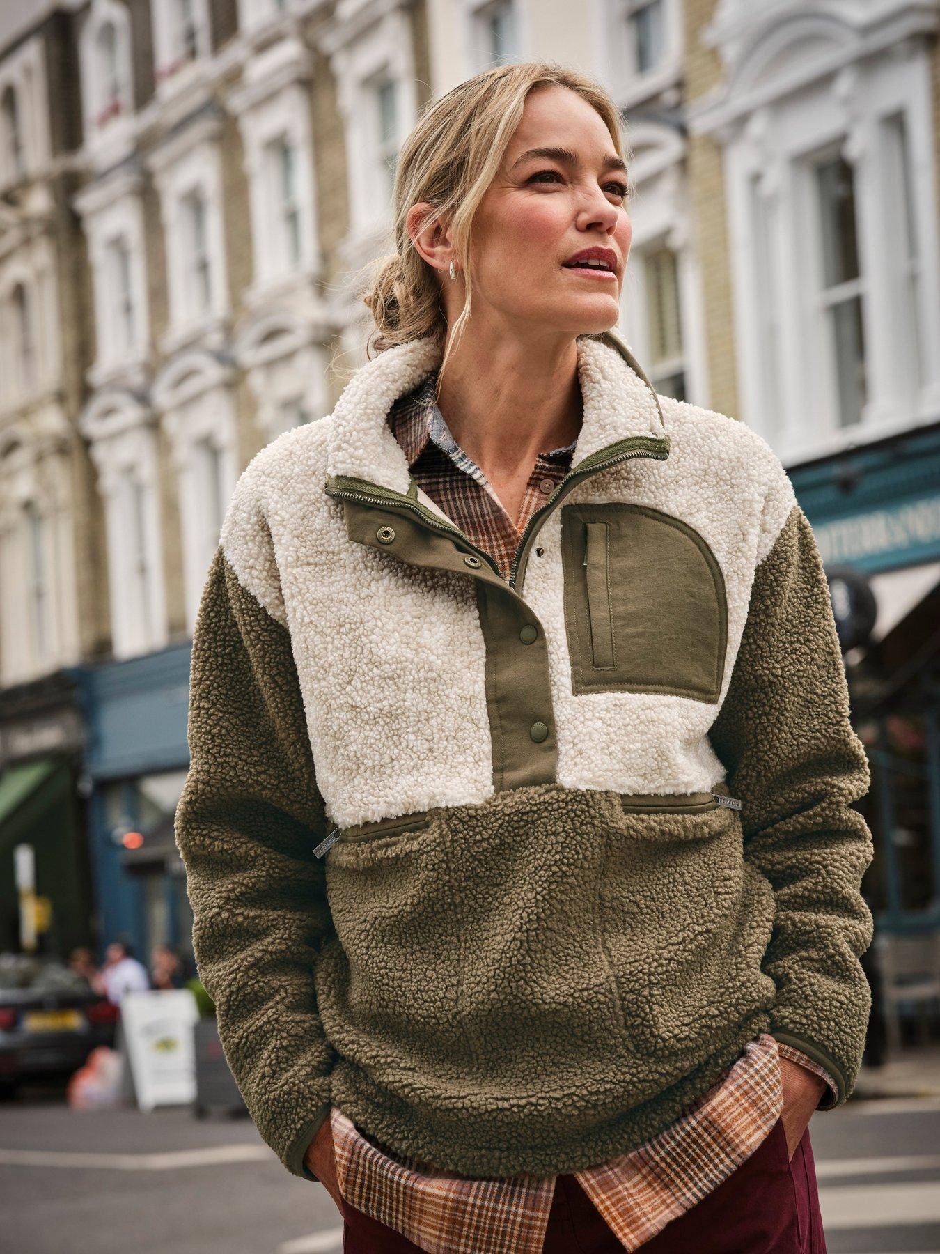 FatFace Lucy Colour Block Fleece - Olive Green