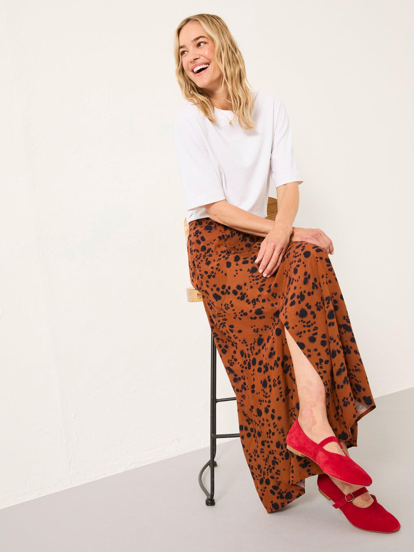 FatFace Skye Animal Print Midi Skirt - Multi