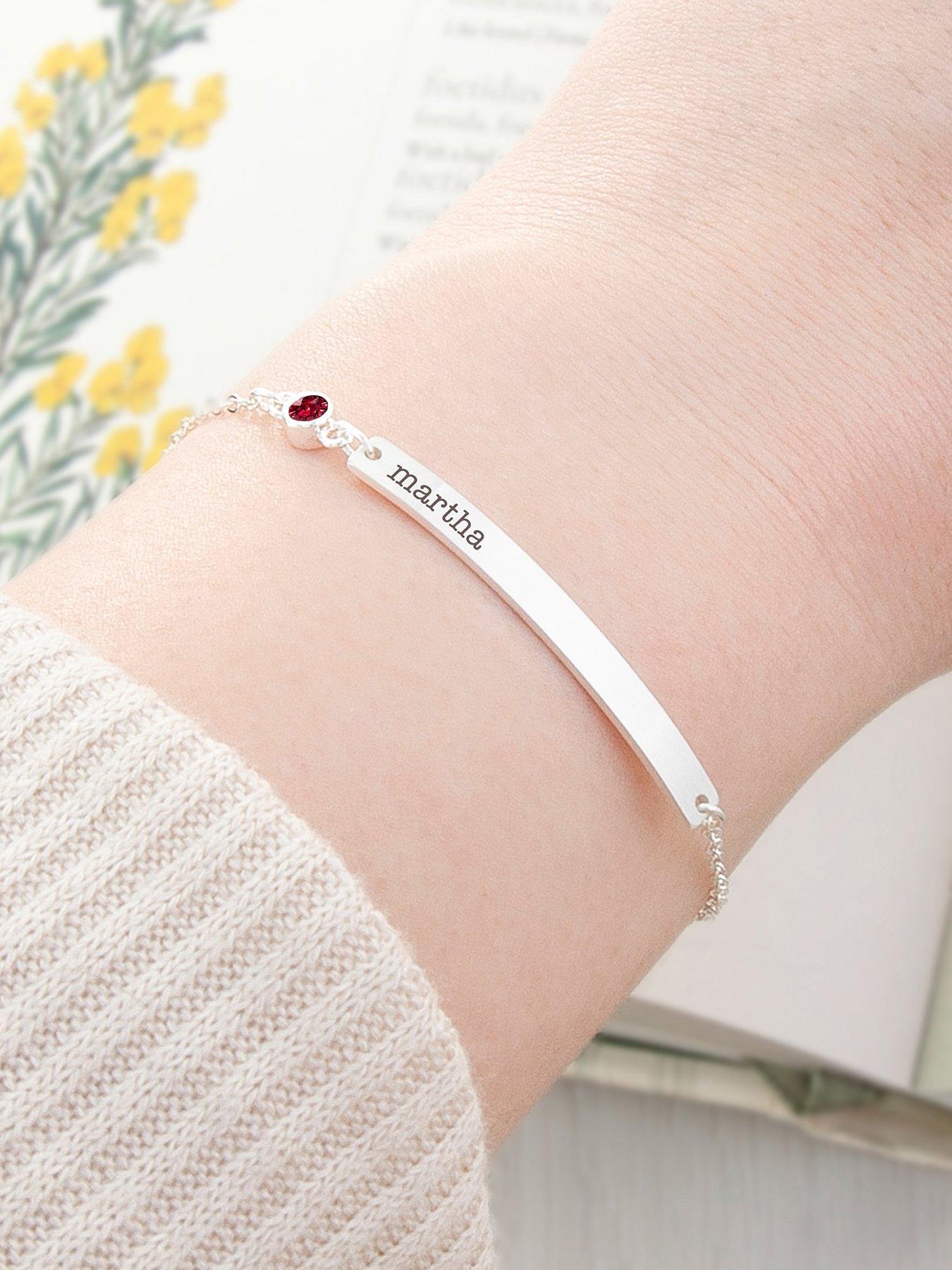 Treat Republic Personalised Silver Plated Birthstone Crystal Bracelet
