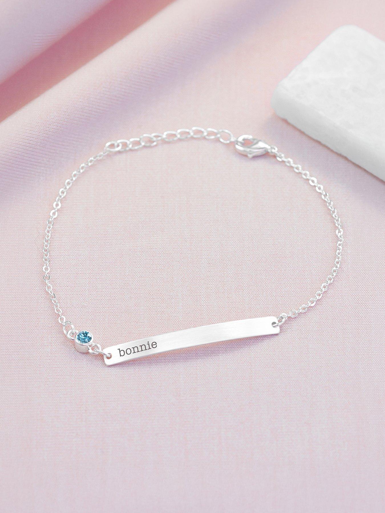 Treat Republic Personalised Silver Plated Birthstone Crystal Bracelet