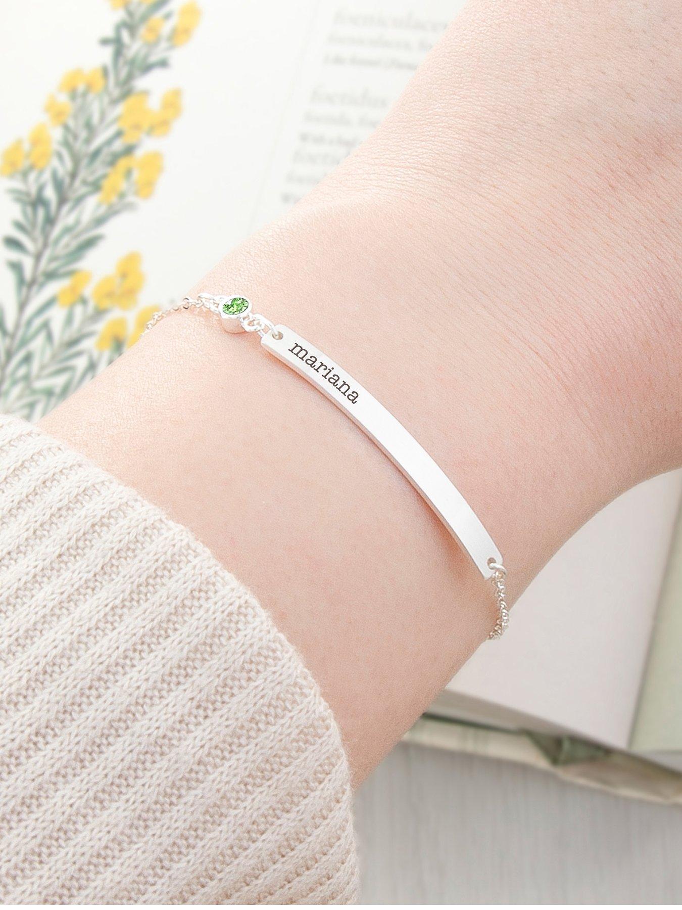 Treat Republic Personalised Silver Plated Birthstone Crystal Bracelet