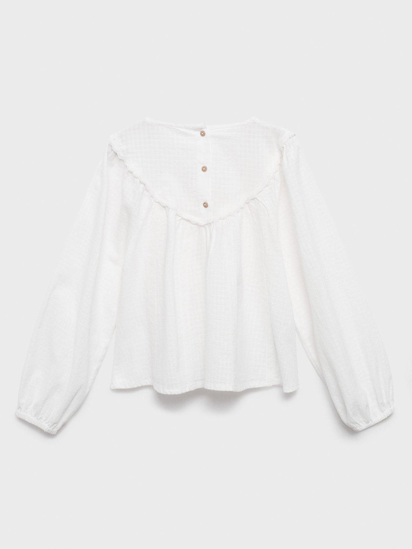 Image 2 of 4 of Mango Girls Cecilia Long Sleeve Blouse - White