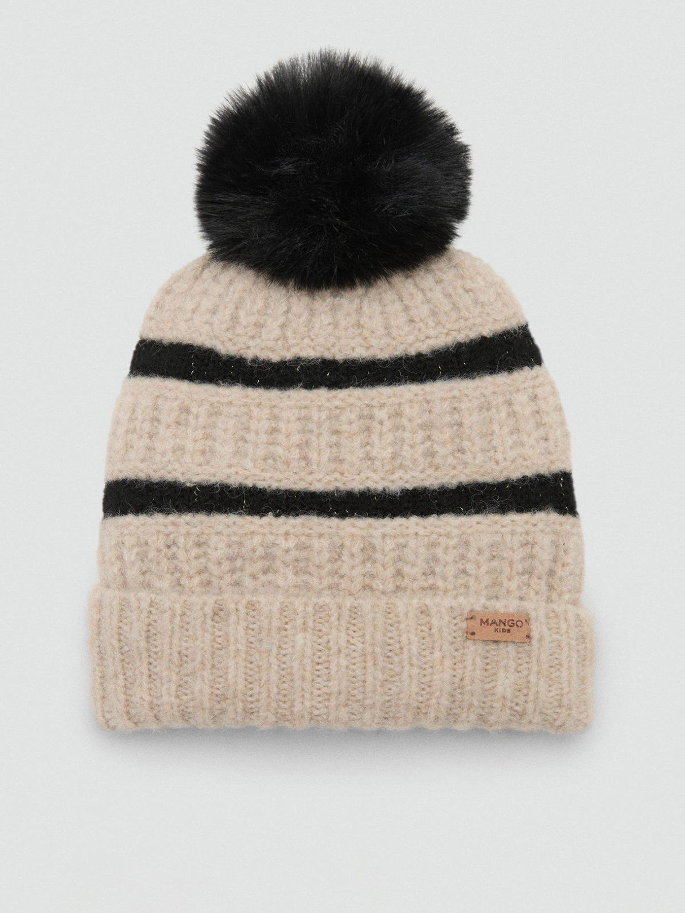 Mango Girls Stripe Knitted Hat - Beige