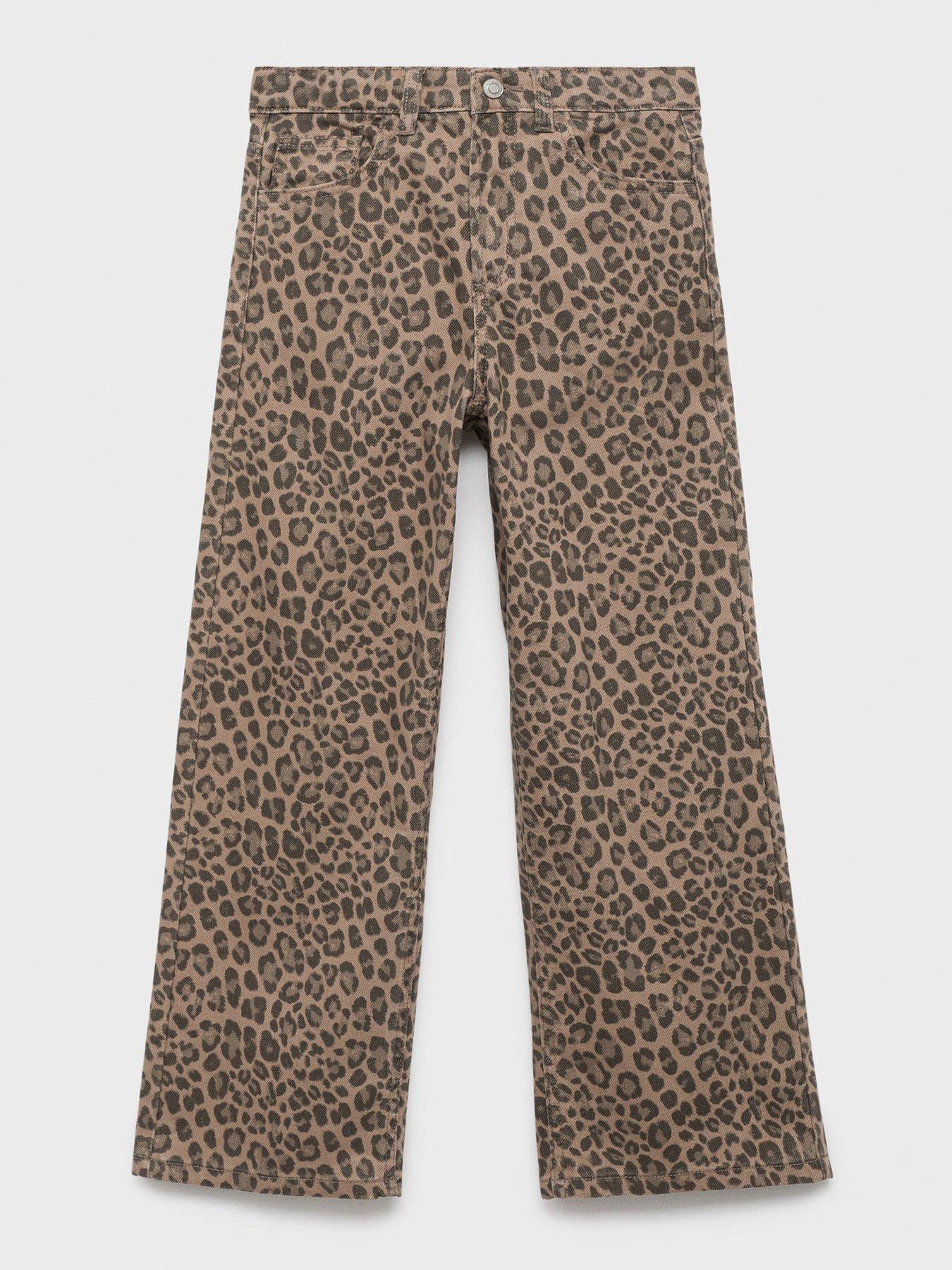 Mango Girls Leopard Print Jeans - Brown