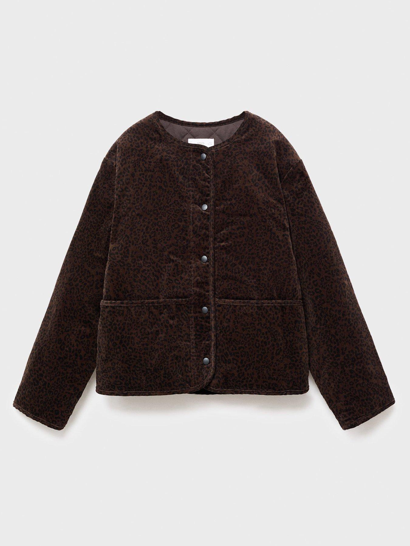 Image 2 of 7 of Mango Girls Leopard Printed Cord Jacket - Brown