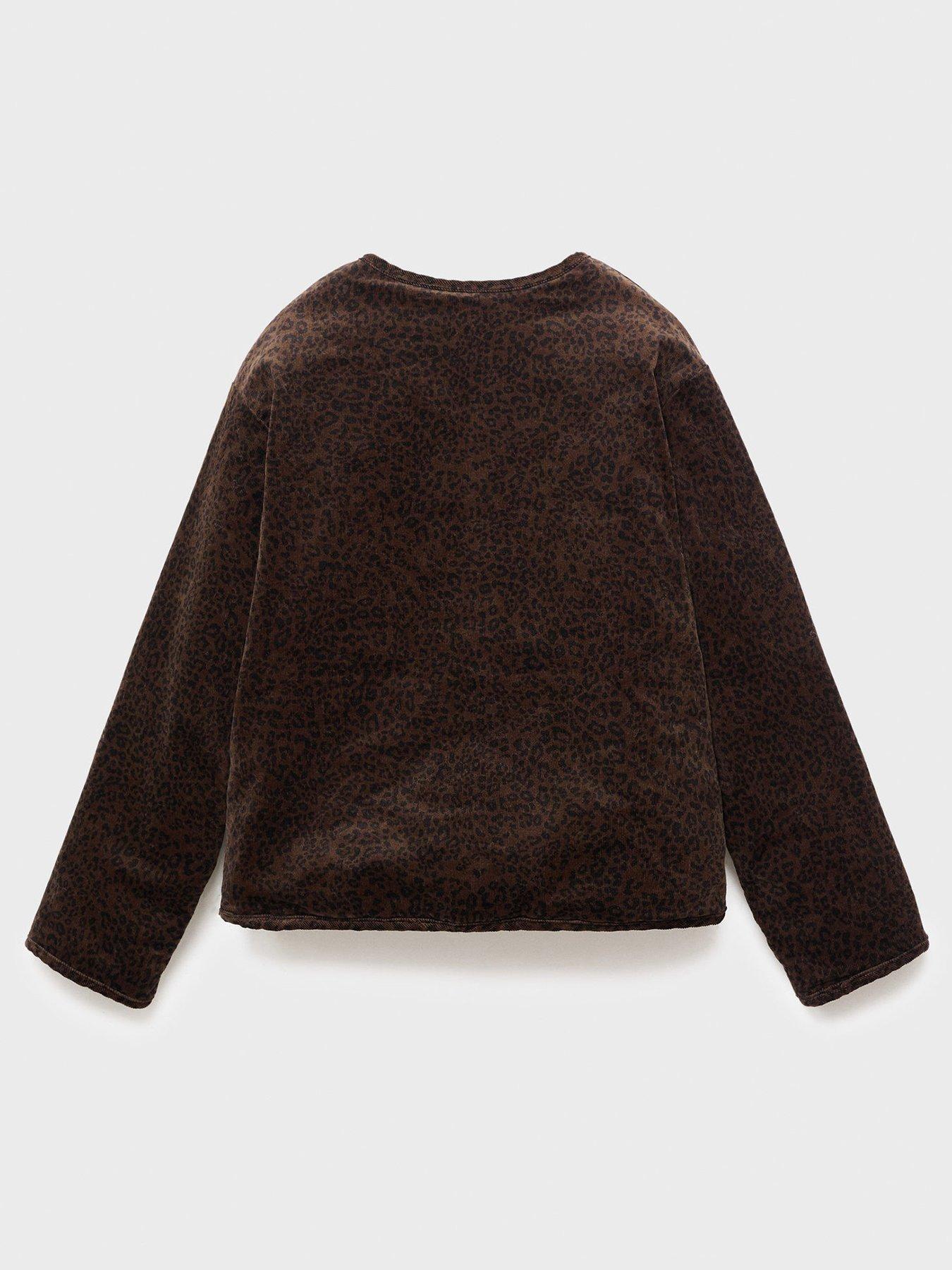 Image 3 of 7 of Mango Girls Leopard Printed Cord Jacket - Brown