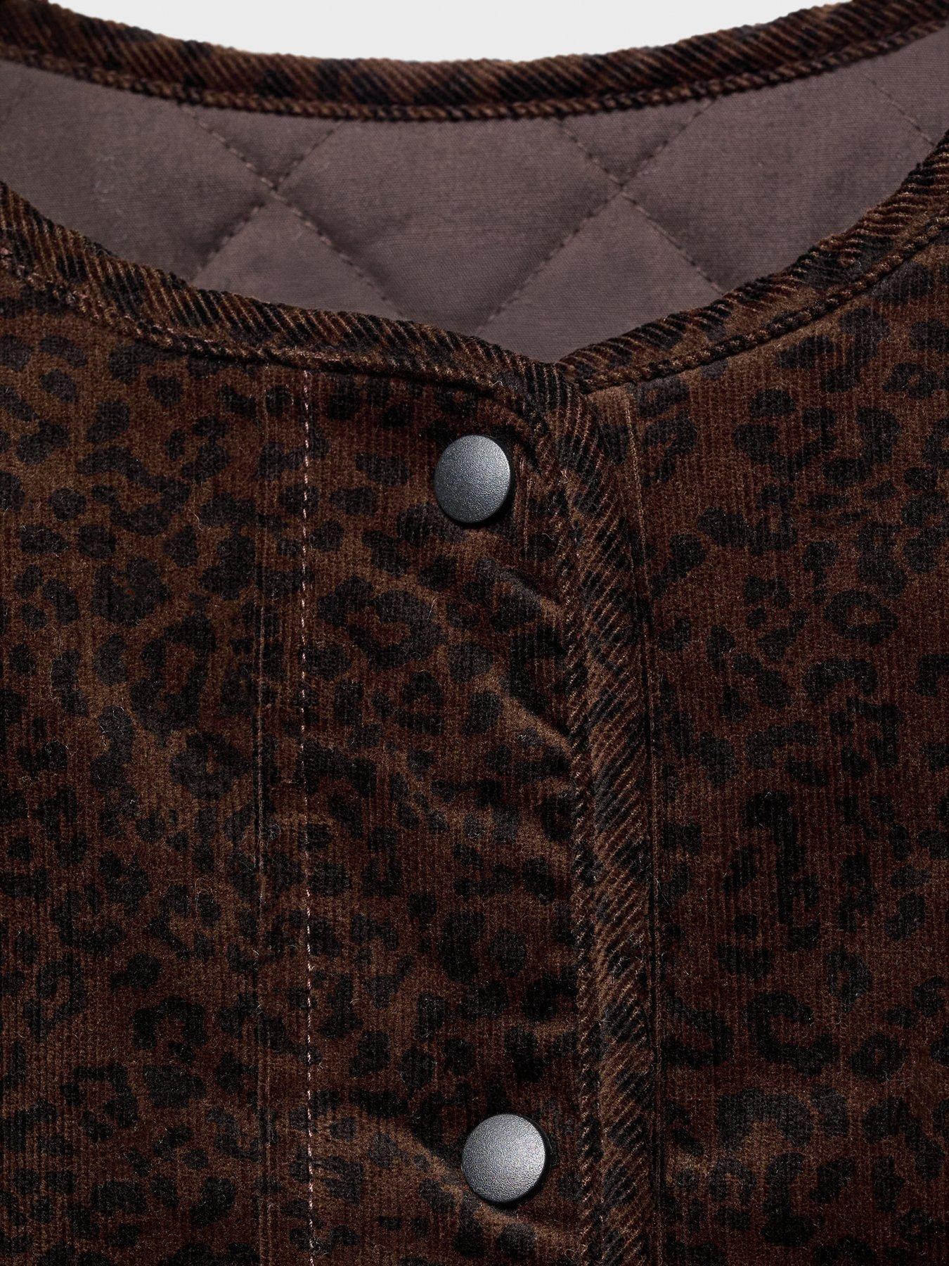 Image 4 of 7 of Mango Girls Leopard Printed Cord Jacket - Brown