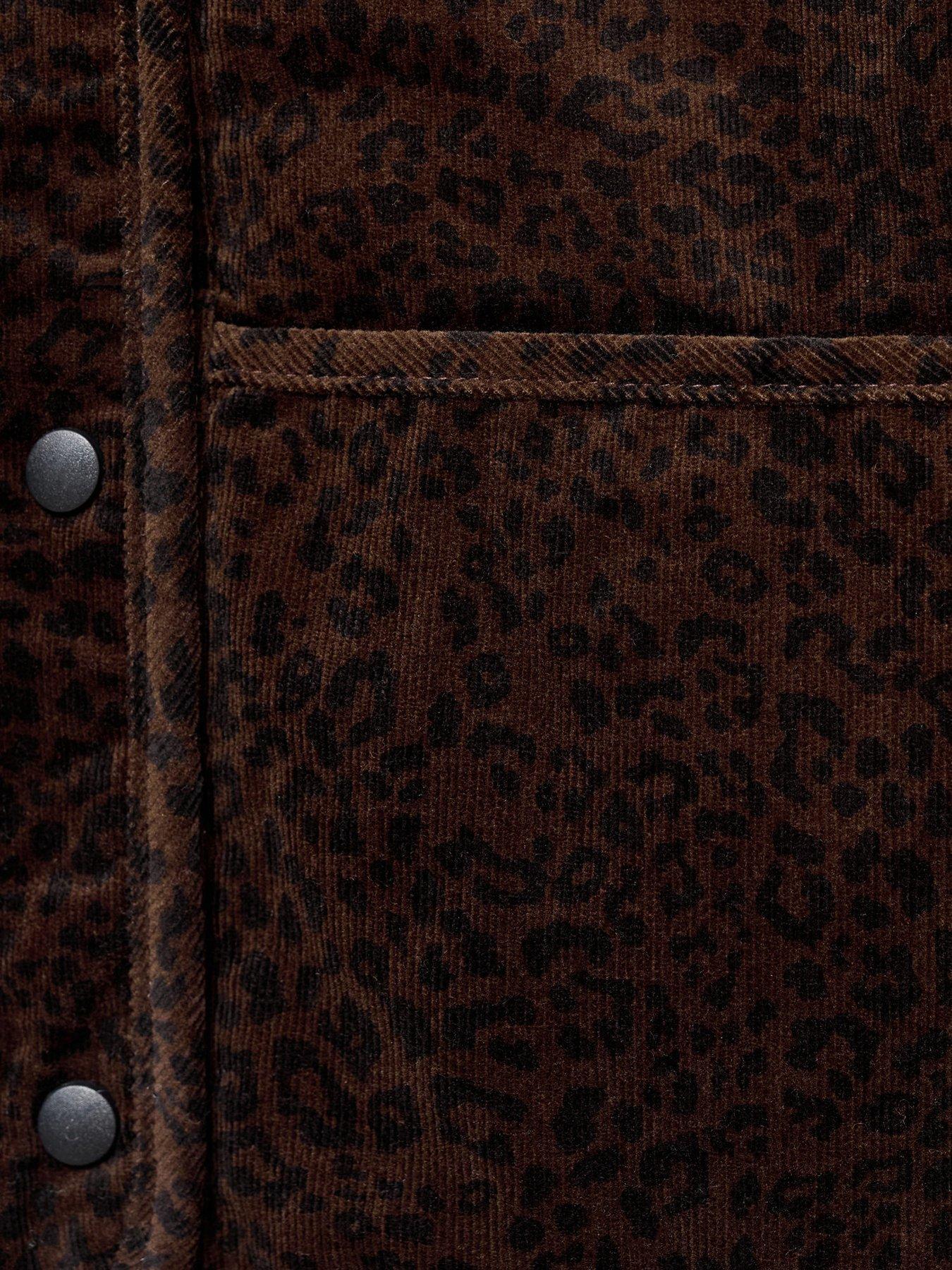 Image 5 of 7 of Mango Girls Leopard Printed Cord Jacket - Brown