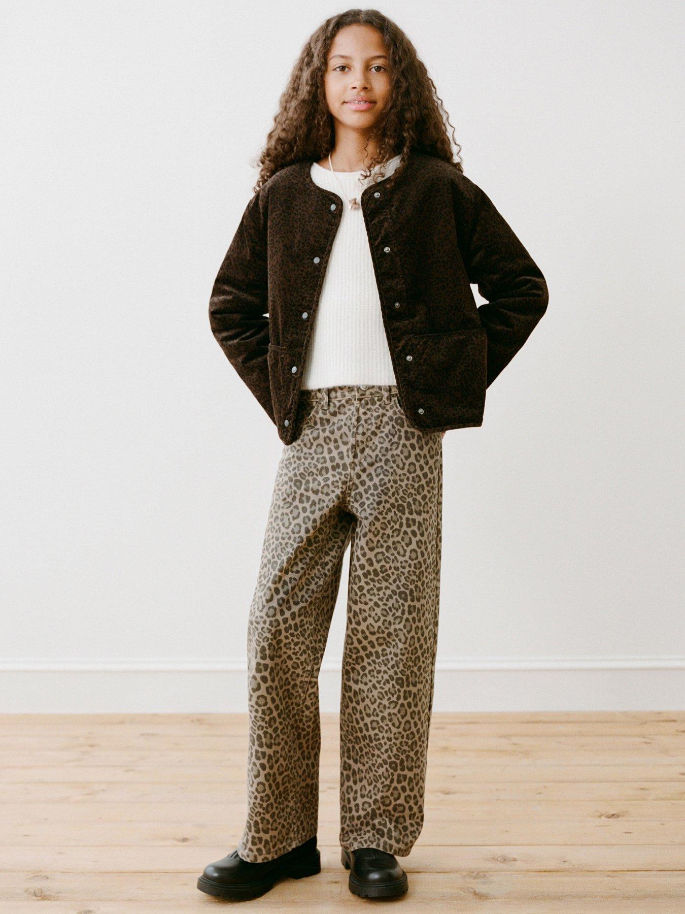 Image 6 of 7 of Mango Girls Leopard Printed Cord Jacket - Brown