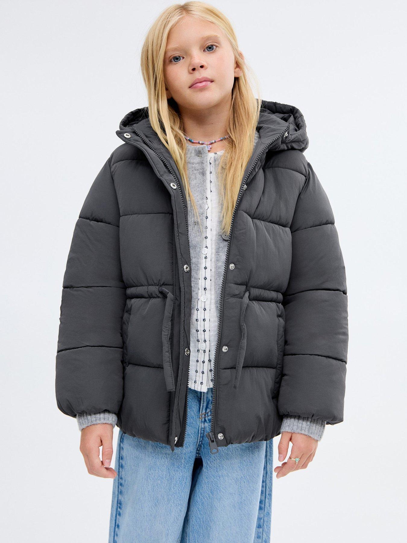 Mango Girls Olivia Padded Coat - Dark Grey