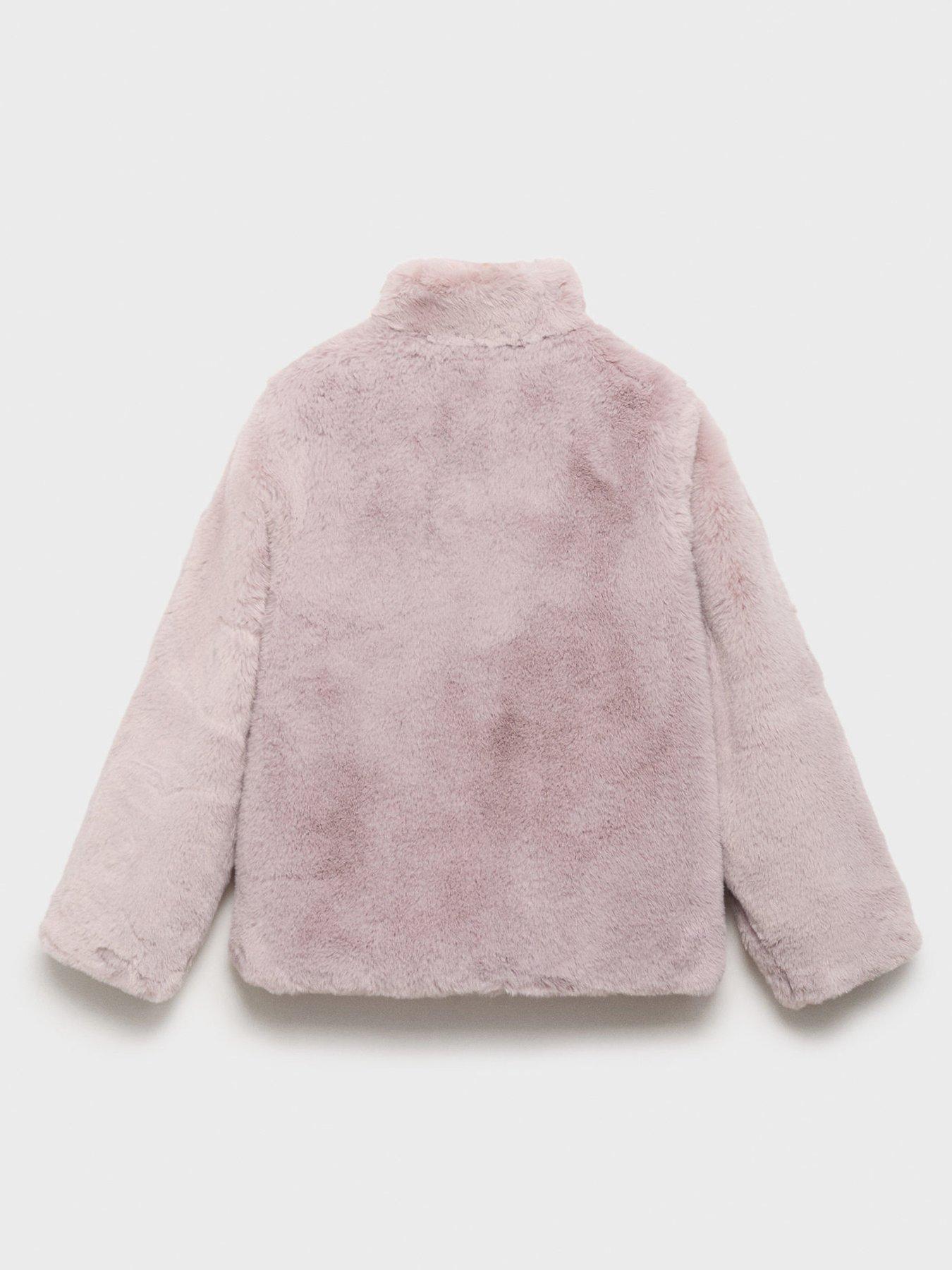 Image 2 of 4 of Mango Girls Faux Fur Coat - Pink