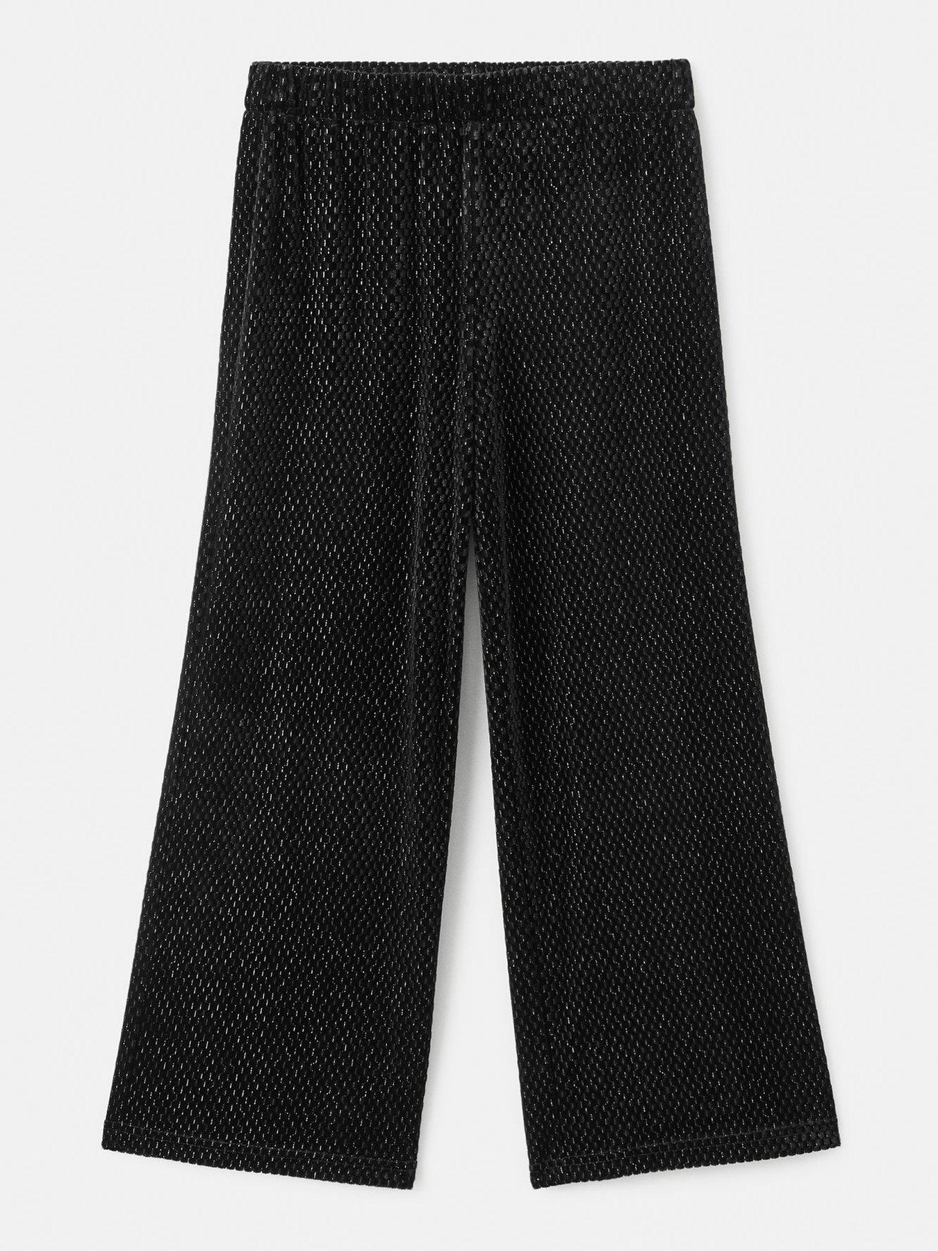 Mango Girls Metallic Velour Trousers - Black