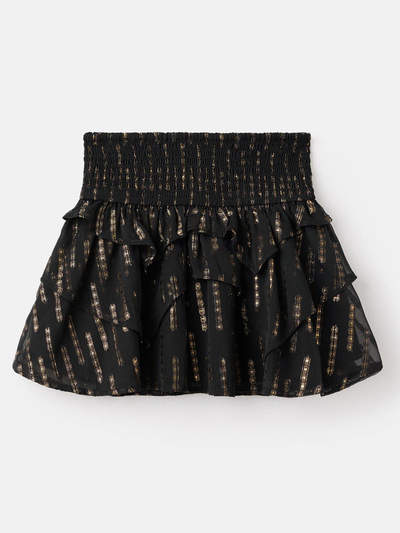 Mango Girls Metallic Detail Skirt - Black