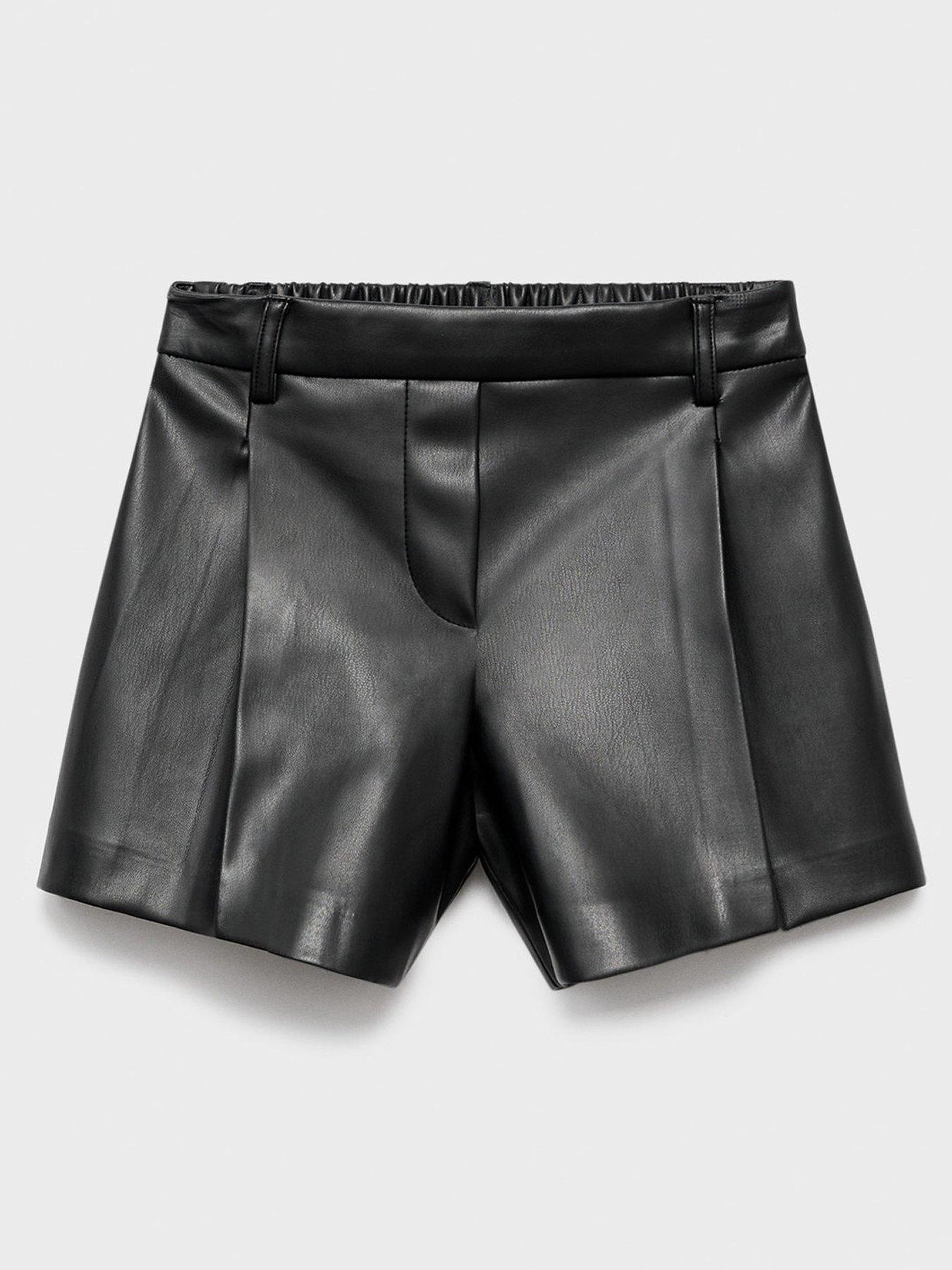 mango-girls-pu-shorts-black