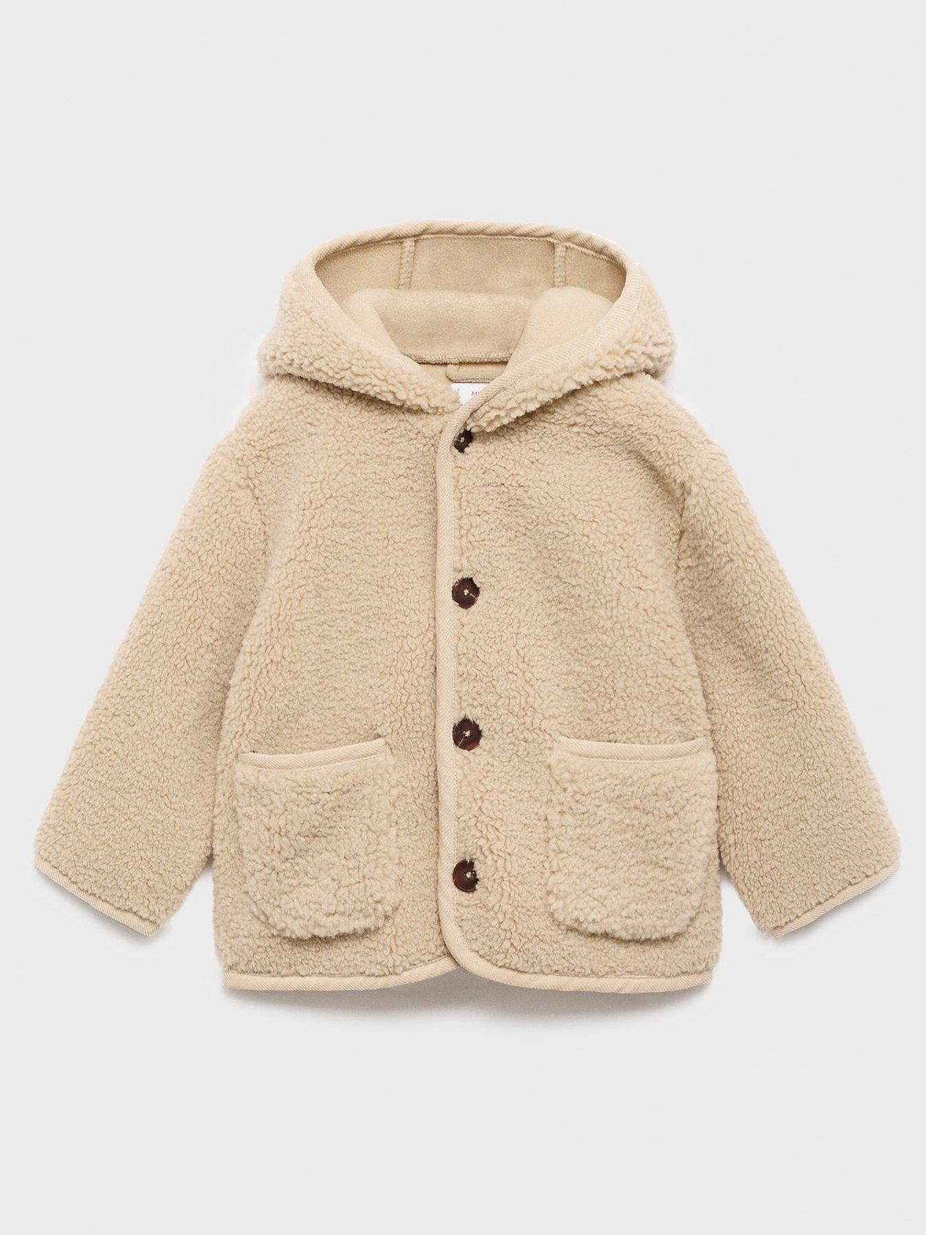 Image 2 of 5 of Mango Younger Boys Borg Hooded Coat - Beige