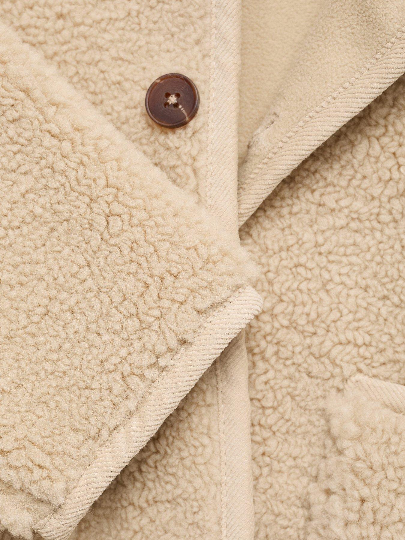 Image 5 of 5 of Mango Younger Boys Borg Hooded Coat - Beige