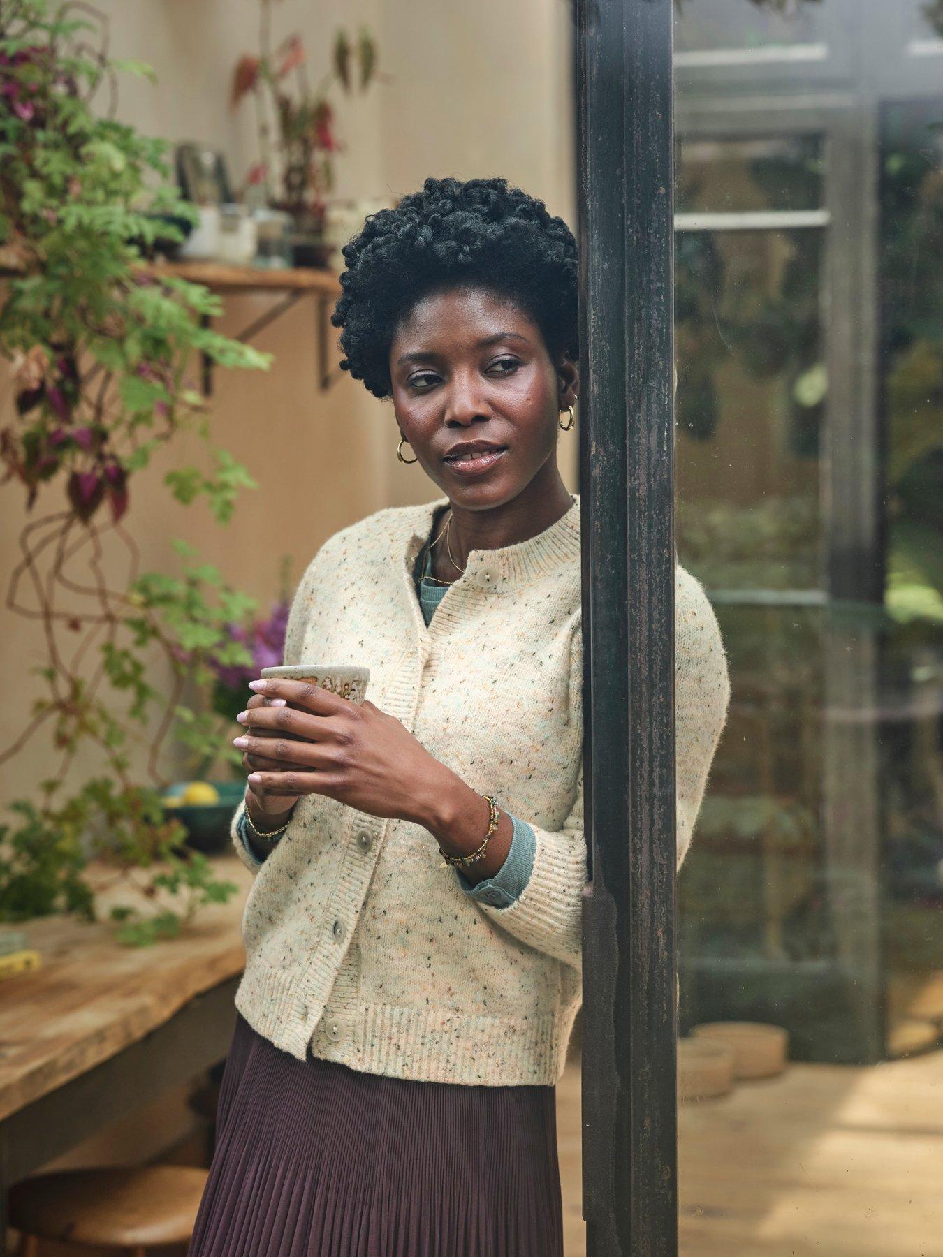 FatFace Faye Fleck Cardigan - Chalk White