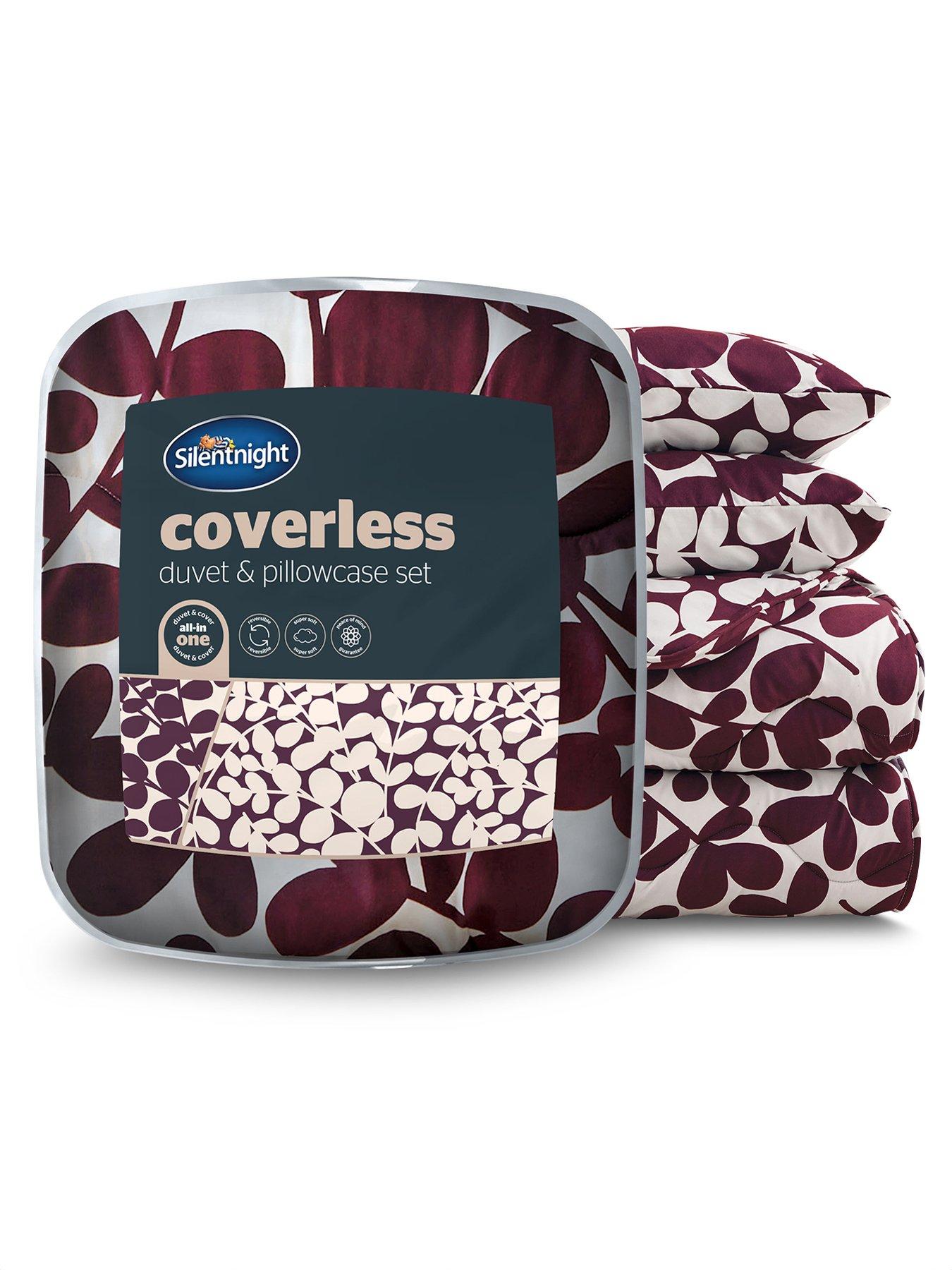 Silentnight Leaf Print Coverless Duvet And Pillowcase Set - Berry
