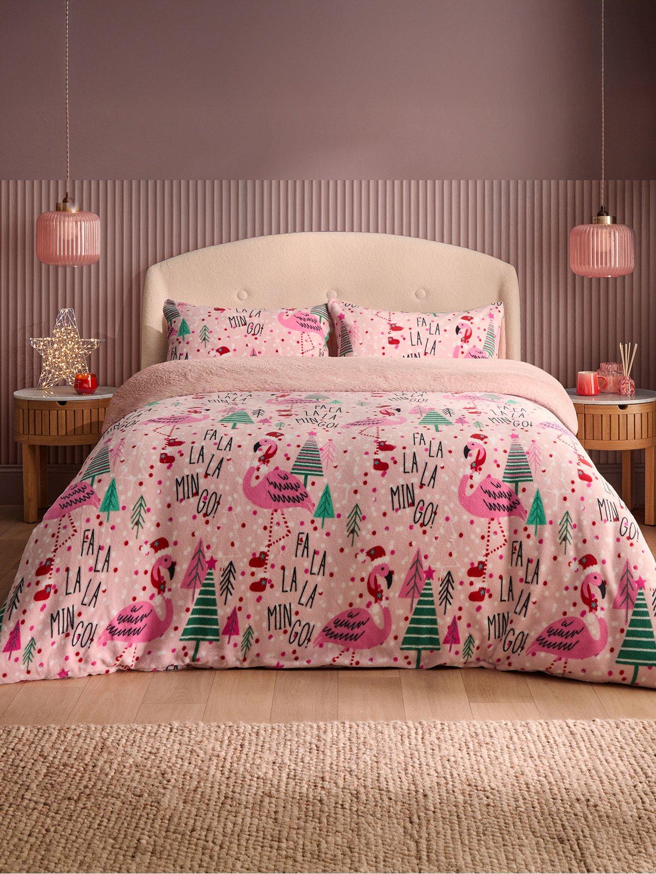Silentnight Silentnight Christmas Flamingo Fleece Duvet Cover Set